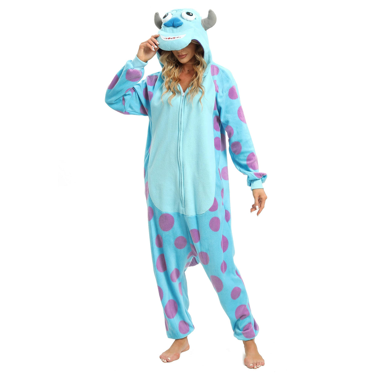 Wishliker Unisex Adult Onesie Sully Costume Halloween Christmas Cosplay Animal Cartoon Pajamas