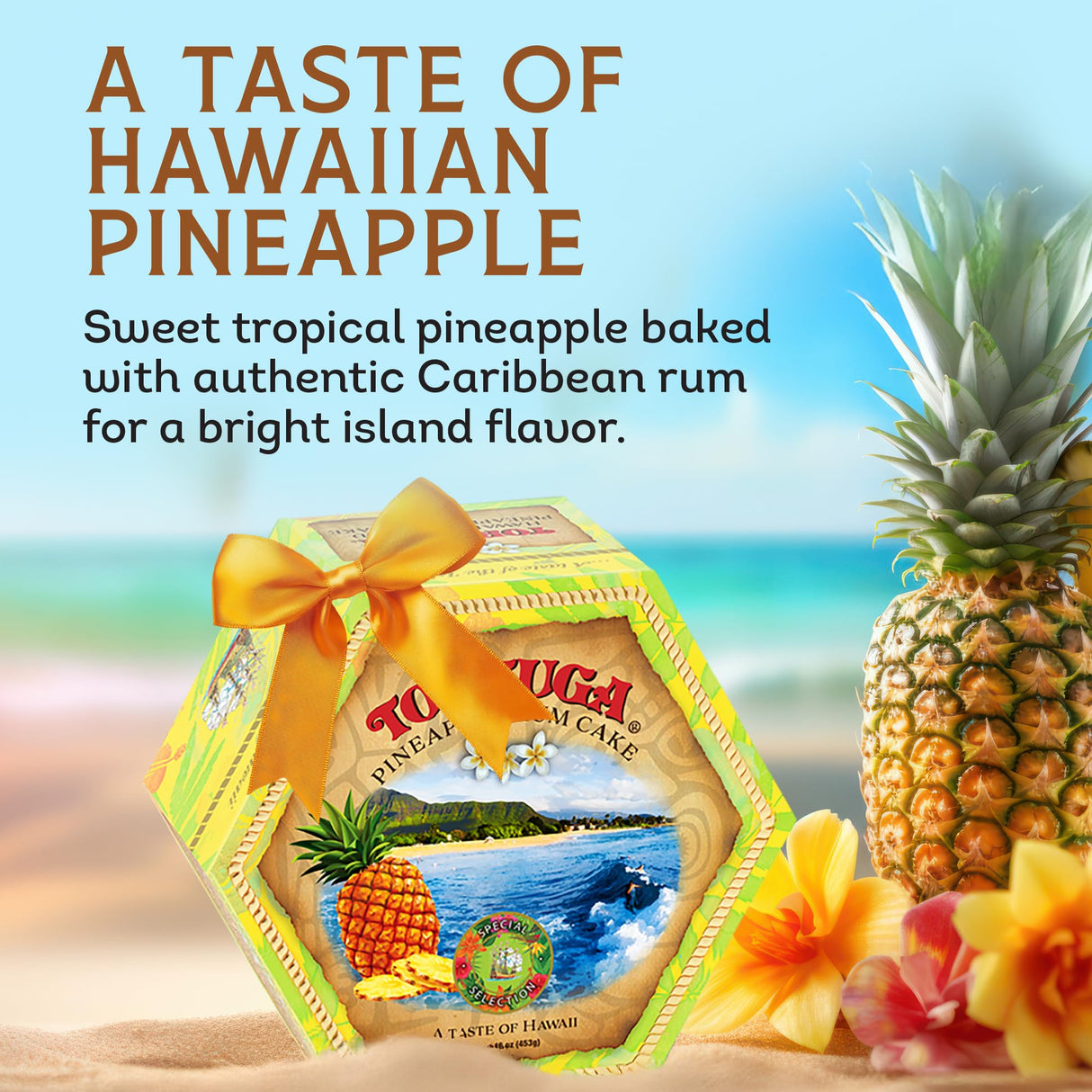 TORTUGA Hawaiian Pineapple Rum Cake - 16 oz Pineapple Rum Cakes - The Perfect Premium Gourmet Gift for Stocking Stuffers, Gift Baskets, and Christmas Gifts - Great Snack Cakes for Delivery