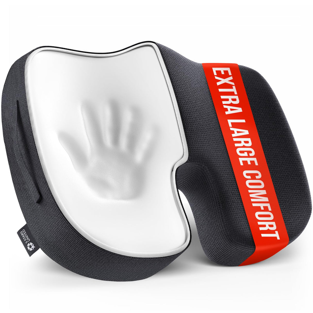 5 STARS UNITED Seat Cushion for Tailbone Pain Relief โ Large Memory Foam Lifting Pillow for Coccyx, Hip, Sciatica & Post-Surgery Recovery โ Wheelchair, Car, Desk, Gaming & Office Chairs, Black