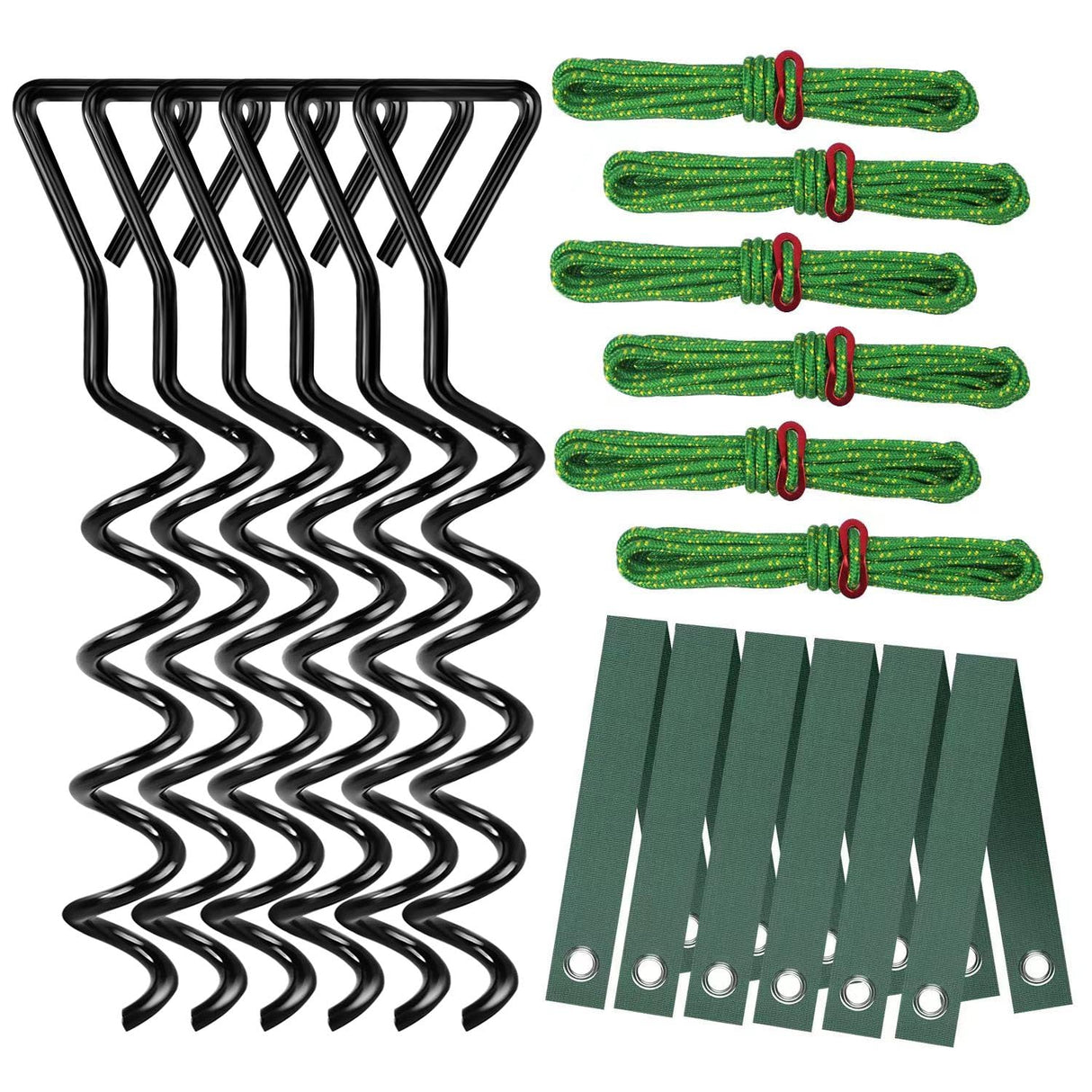 Tree Stake Kit, Heavy Duty Spiral Tree Stakes and Supports for Leaning Trees, Protect Trees from Bad Weather (2, Black)