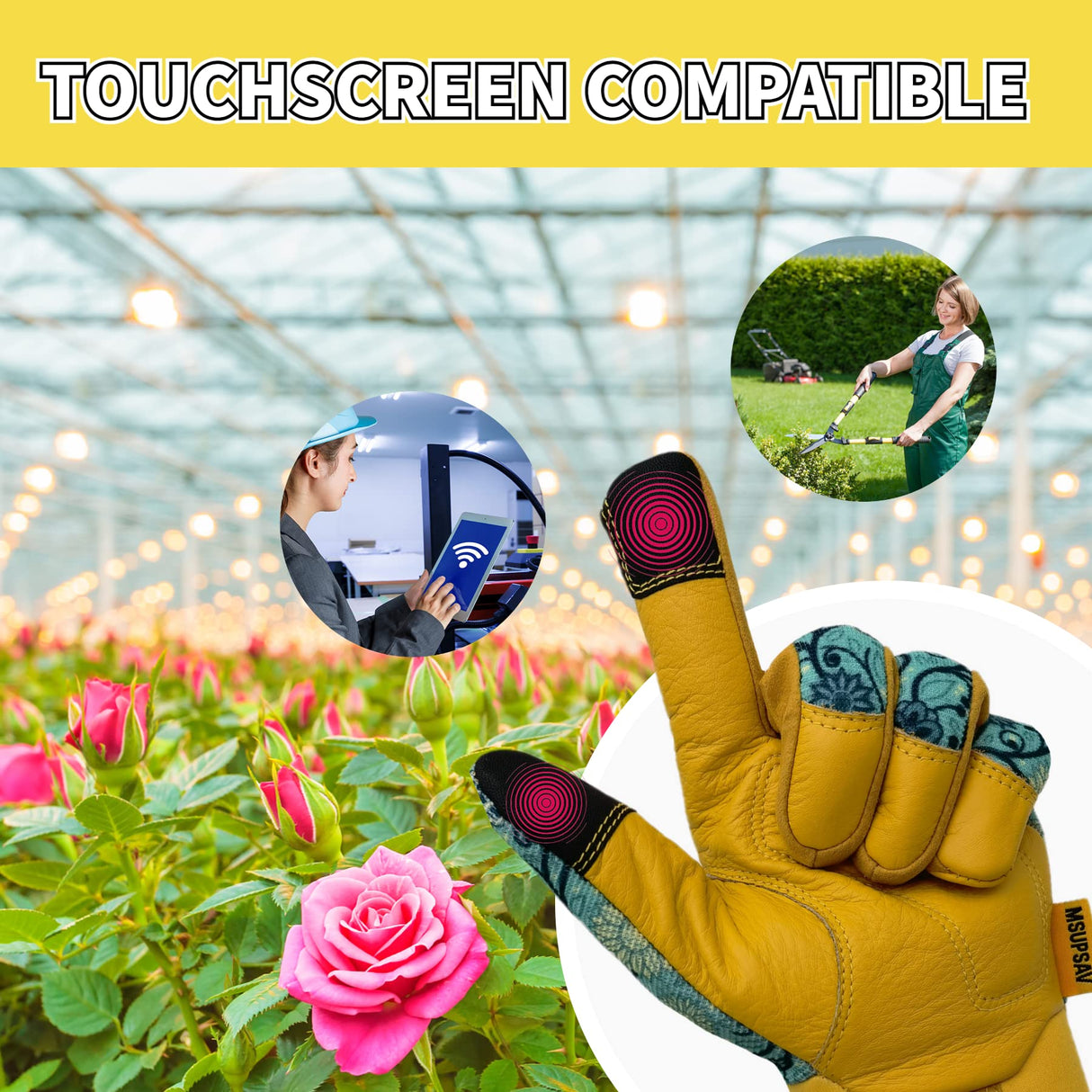 MSUPSAV Puncture Resistant Gardening Gloves,Work Glove,Blue,Medium