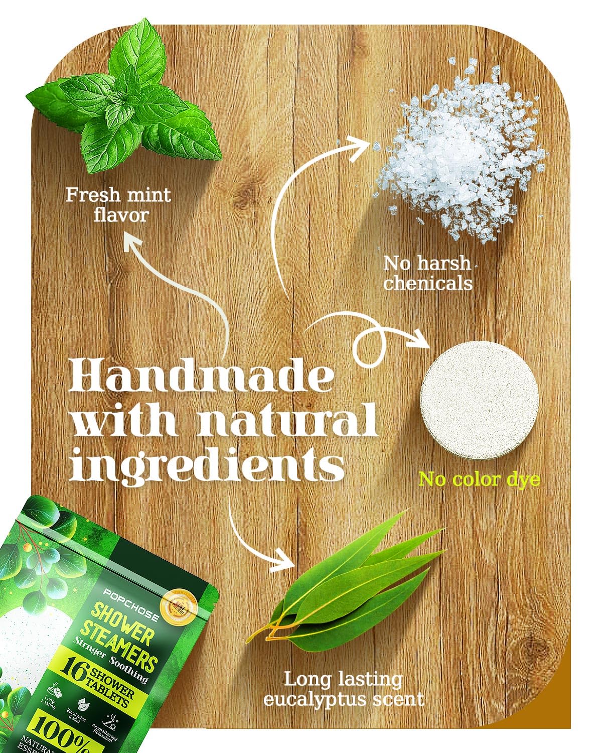 POPCHOSE Shower Steamers Aromatherapy, 16 Pack Christmas Stocking Stuffers for Adults, Eucalyptus for Shower- Birthday Gifts for Women, Quick Relief Nasal Congestion, Home SPA & Self Care Relaxation