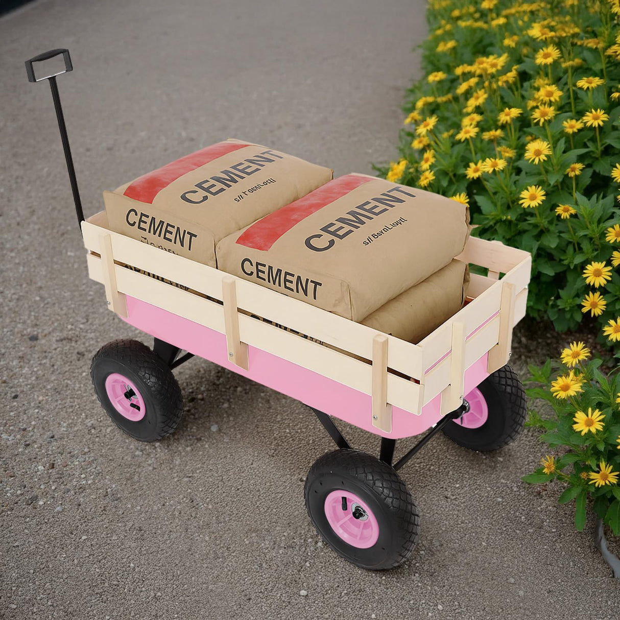 Outvita All-Terrain Cargo Wagon, 220lbs Load Utility Cart for Kids, Pink
