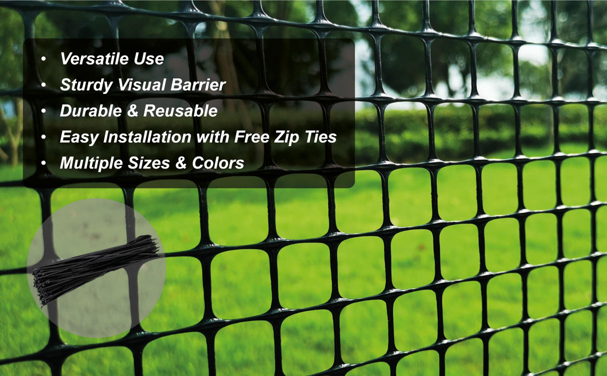 PotatoLife Black Plastic Garden Fence, Hardware Mesh, 40'' x 25'