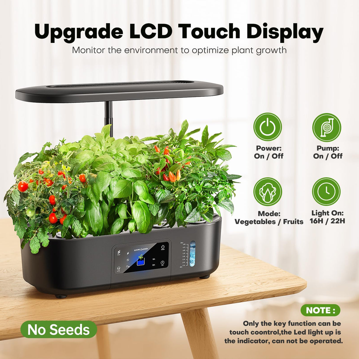 Ahopegarden Hydroponics Growing System Kit: 12 Pods with LCD Control Panel