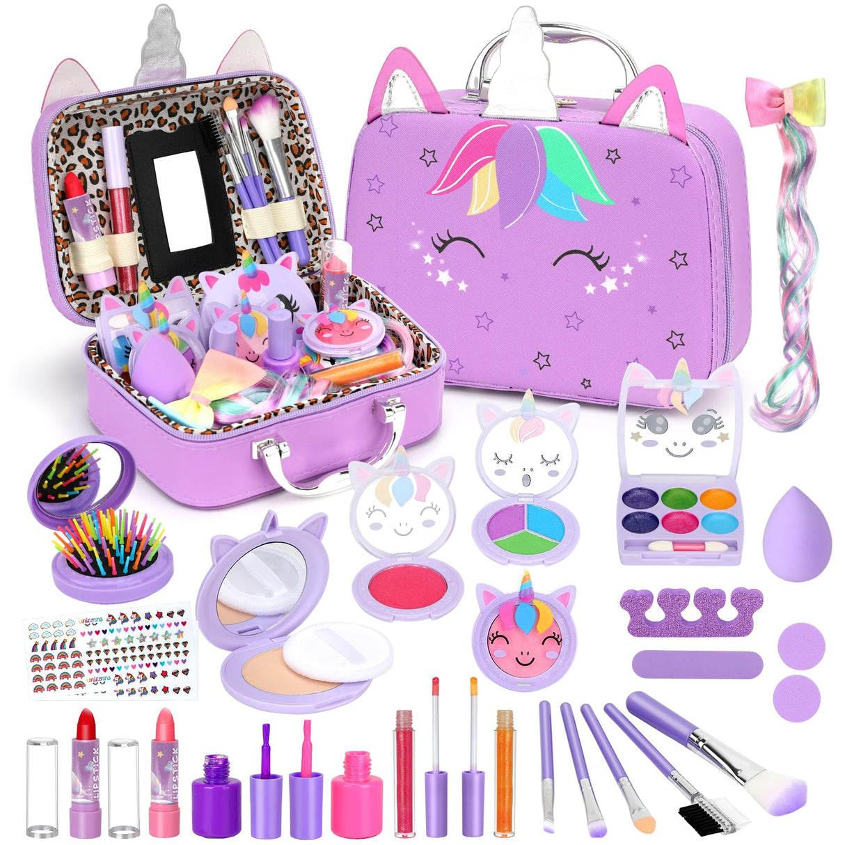 Heaning Kids Washable Makeup Girl Toys - Real Make up Set for Kid Children Princess Dress Up Pretend Play Christmas Birthday Gifts Toys for Girls 3 4 5 6 7 8 9 10 11 12 Year Old