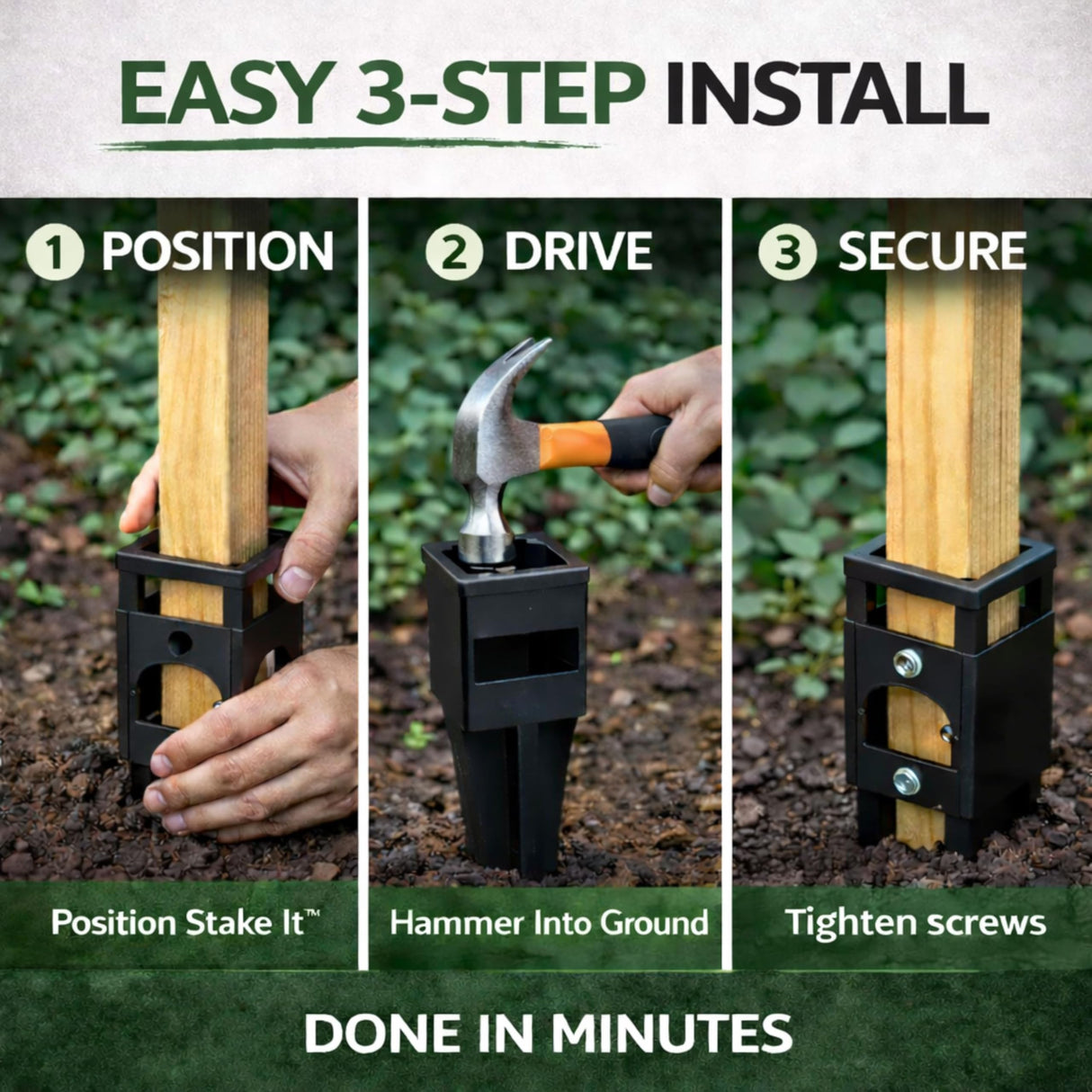 Stake It Garden Stake Anchors | No-Dig Trellis Support | 12-Inch 2-Pack