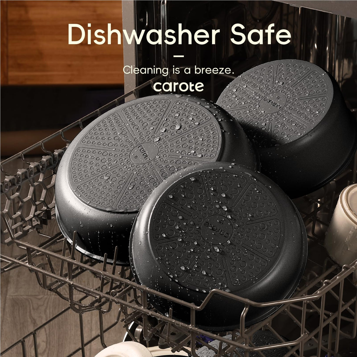 CAROTE 17pcs Pots and Pans Set, Nonstick Cookware Set Detachable Handle, Induction Kitchen Cookware Sets Non Stick with Removable Handle, RV Cookware Set, Oven Safe, Jet Black