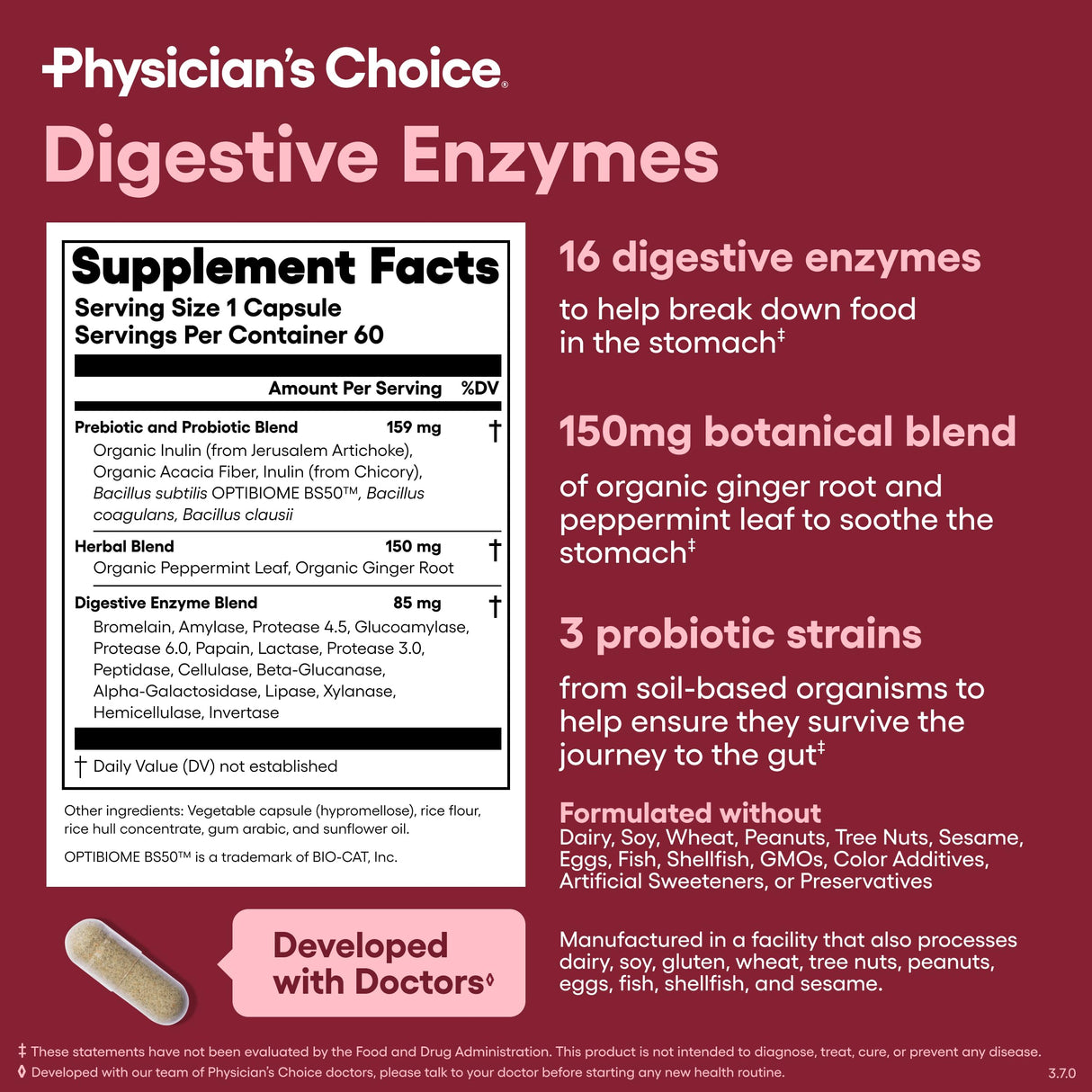 Physician's CHOICE - Optimal Gut Health Bundle: 60 Billion Probiotics 60ct + Digestive Enzymes for Digestive Comfort and Immune Support