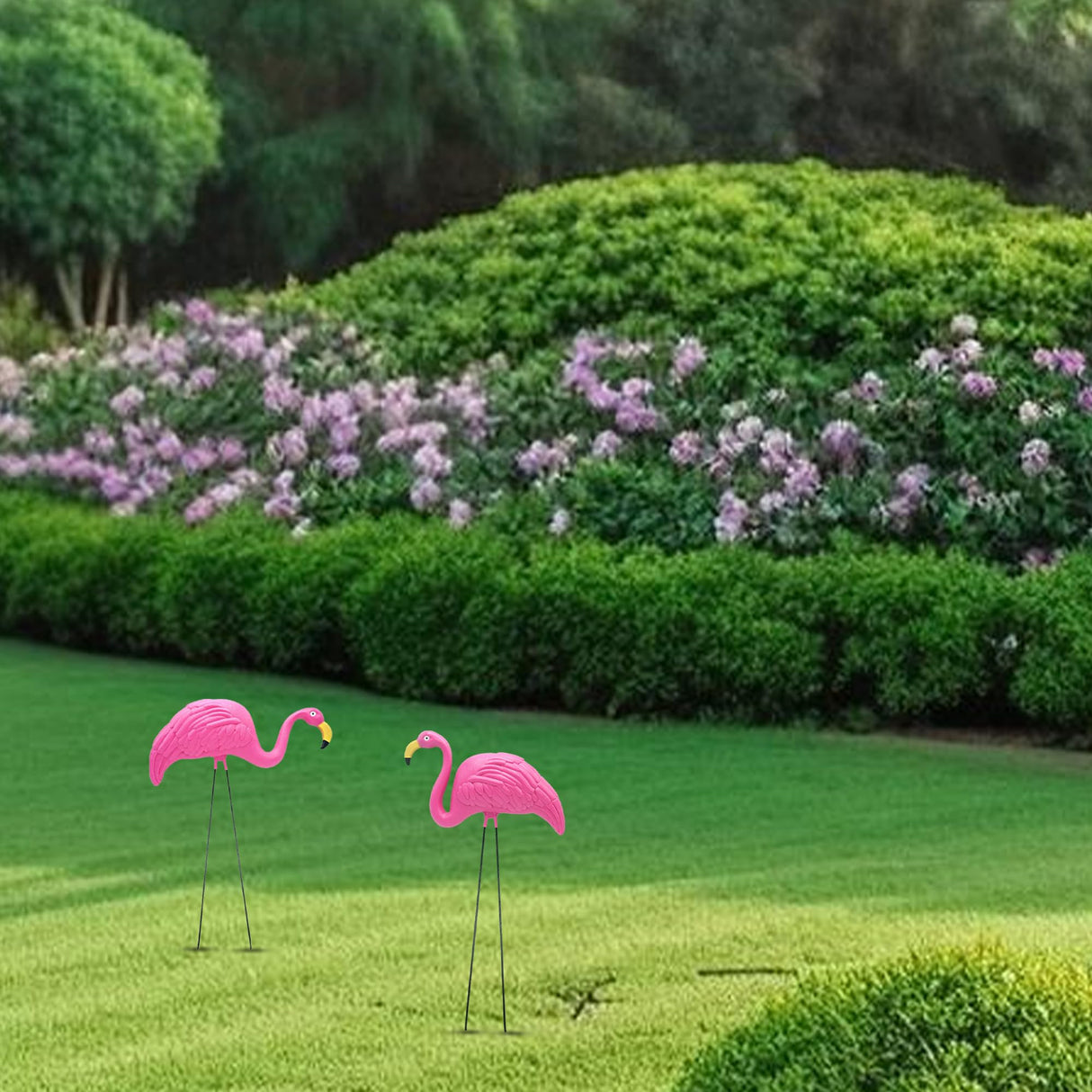 4E's Novelty 2 Pink Flamingos Yard Decorations - Extra Large 24" Flamingos Yard Ornaments - Pink Flamingos for Yard Sculptures & Statues - Lawn Flamingos Outdoor Garden Decor, Weather Resistant