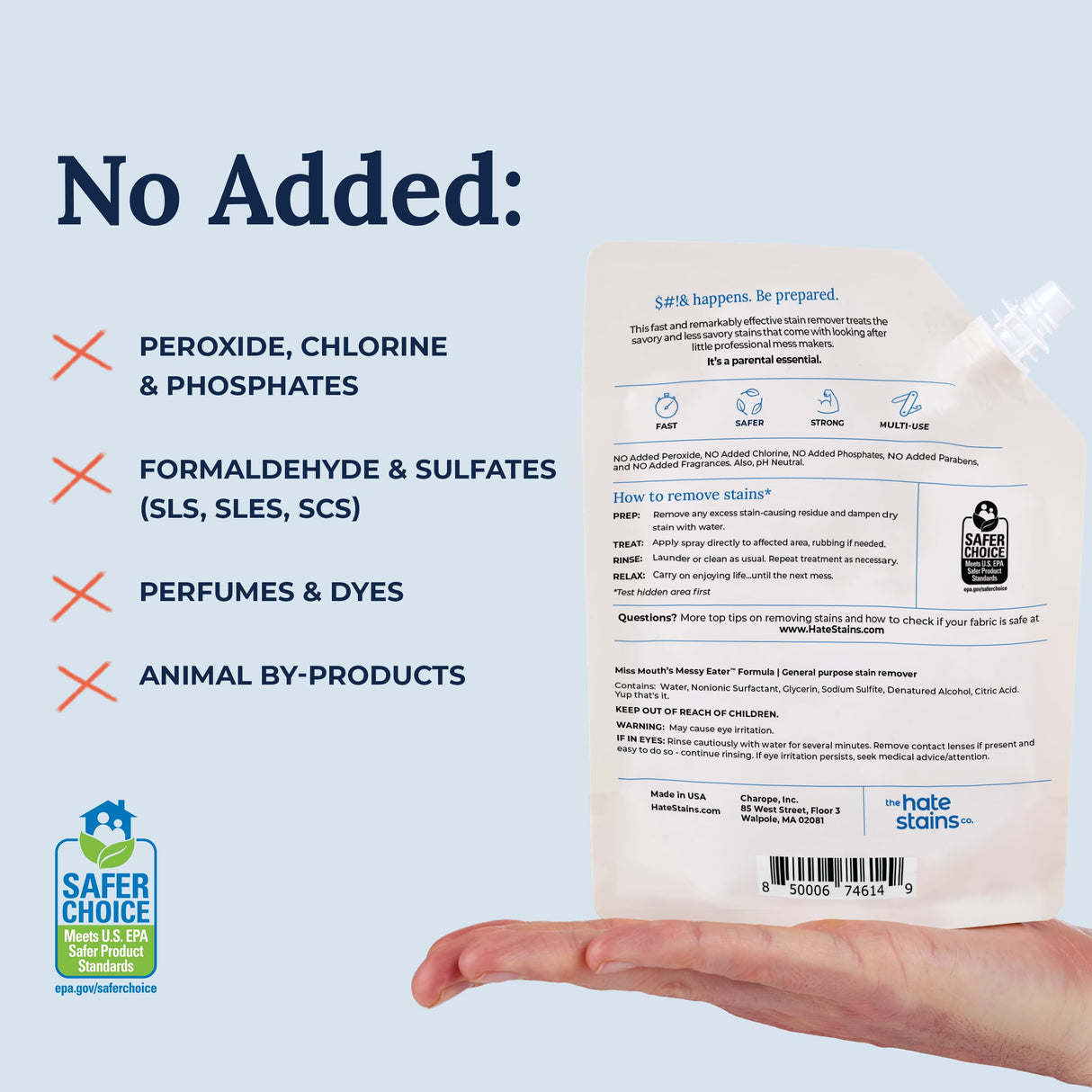 Miss Mouth's Messy Eater Stain Treater Spray - 4oz 3 Pack Stain Remover - Newborn & Baby Essentials - No Dry Cleaning Food, Grease, Coffee Off Laundry, Underwear, Fabric