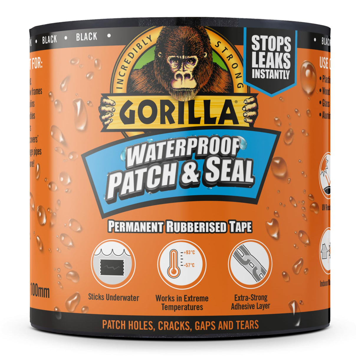 Gorilla Waterproof Patch & Seal Tape Black 3m
