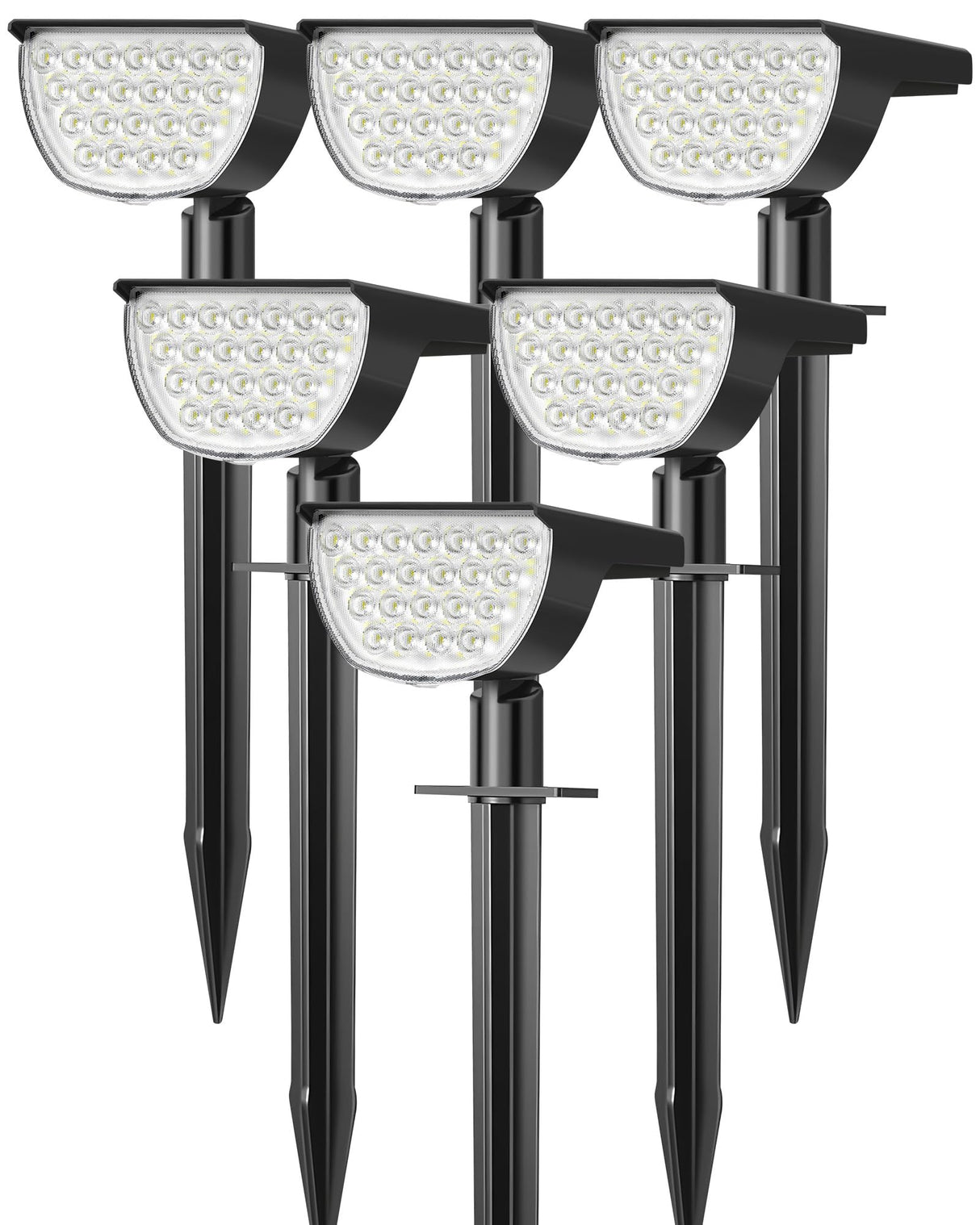 GKGG Solar Lights Outdoor Waterproof IP65, Solar Powered 76 LED 3 Lighting Modes Solar Spot Lights Outdoor for Yard Garden Landscape Pathway (Cool White, 6 Pack)