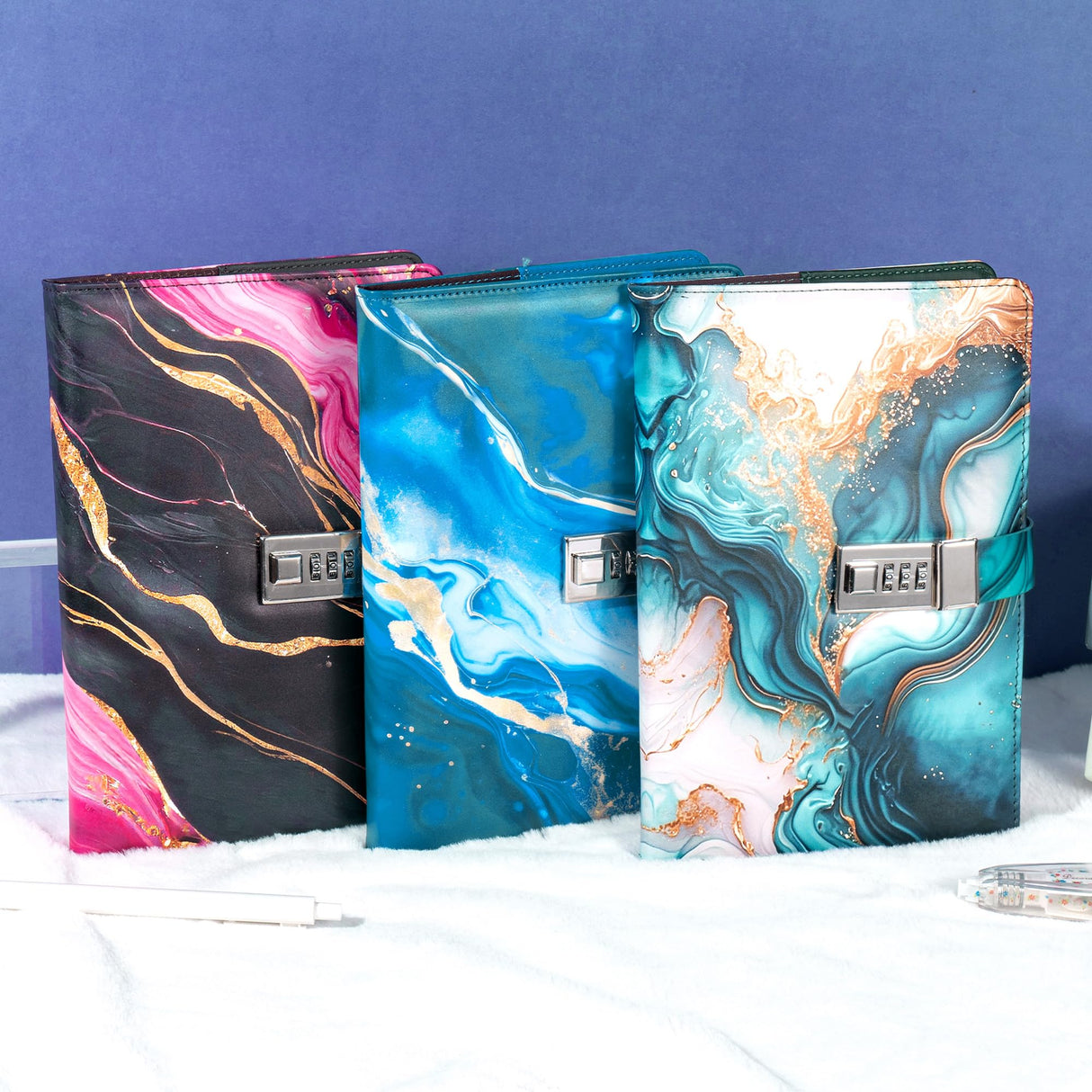 CAGIE Diary with Lock for Girls, A5 Password Refillable Lined Journal Kit Locked Diary, Cute Stuff Christmas Birthday Gifts for Girls 6 7 8 9 10 11 12 13 14 Year Old Girl, Teen Girl Gifts, Blue