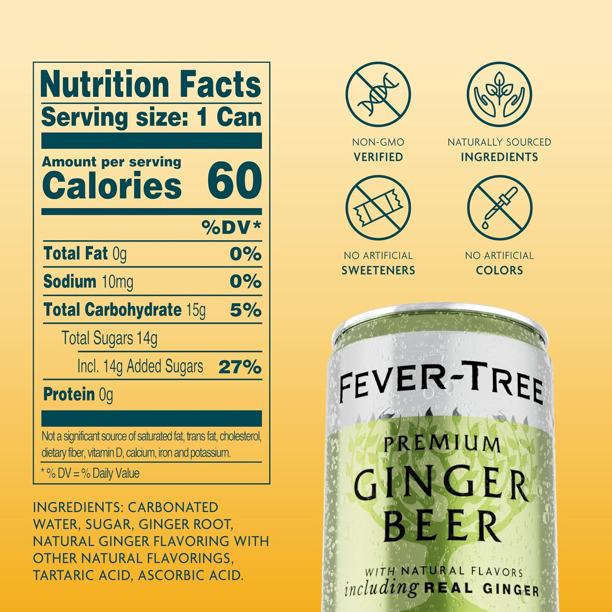Fever-Tree Ginger Beer, 3-Ginger Blend Mixer, 24 Pack, 5.07 Fl Oz Cans