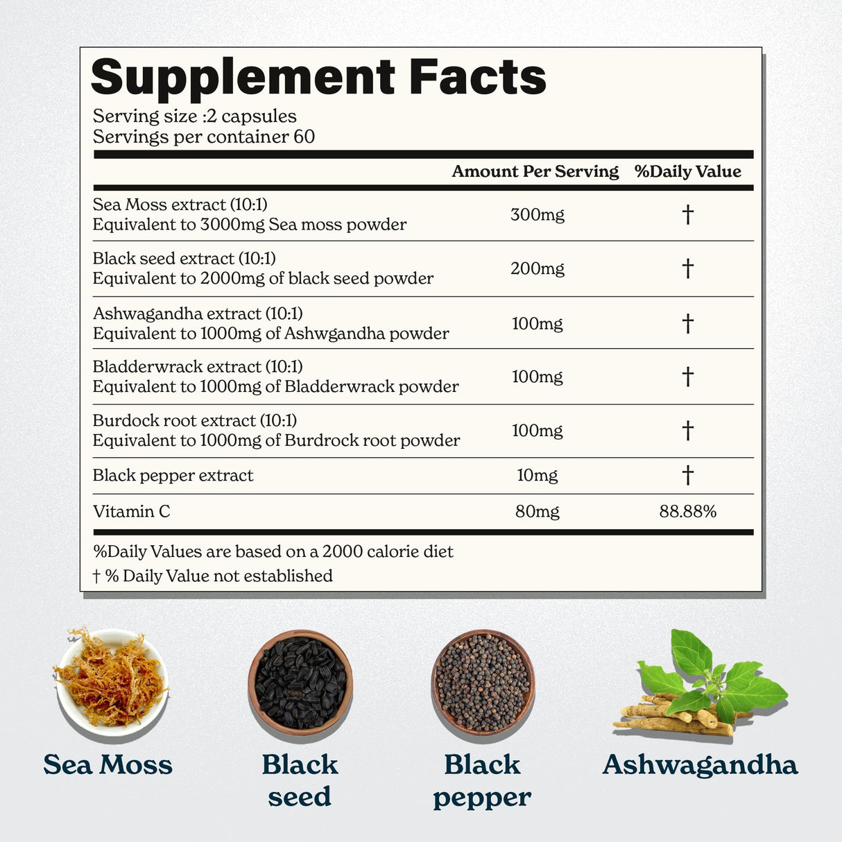Better Alt Seamoss Capsules- Irish Sea Moss with Black Seed Oil, Ashwagandha & Black Pepper for Stamina, Strength & Endurance- High Potency Sea Moss Supplement - 60 Servings, 120 Capsule