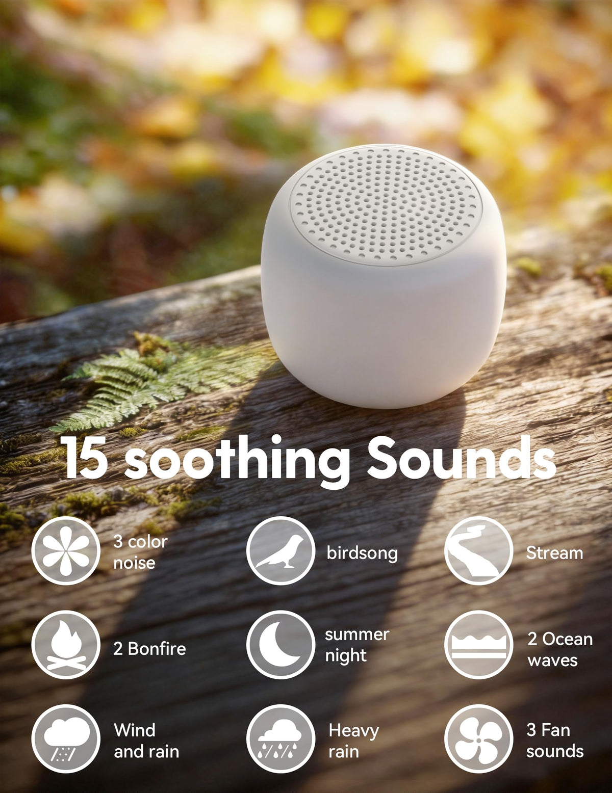 Babelio Pocket Mini Portable White Noise Machine for Travel, 15 Sounds