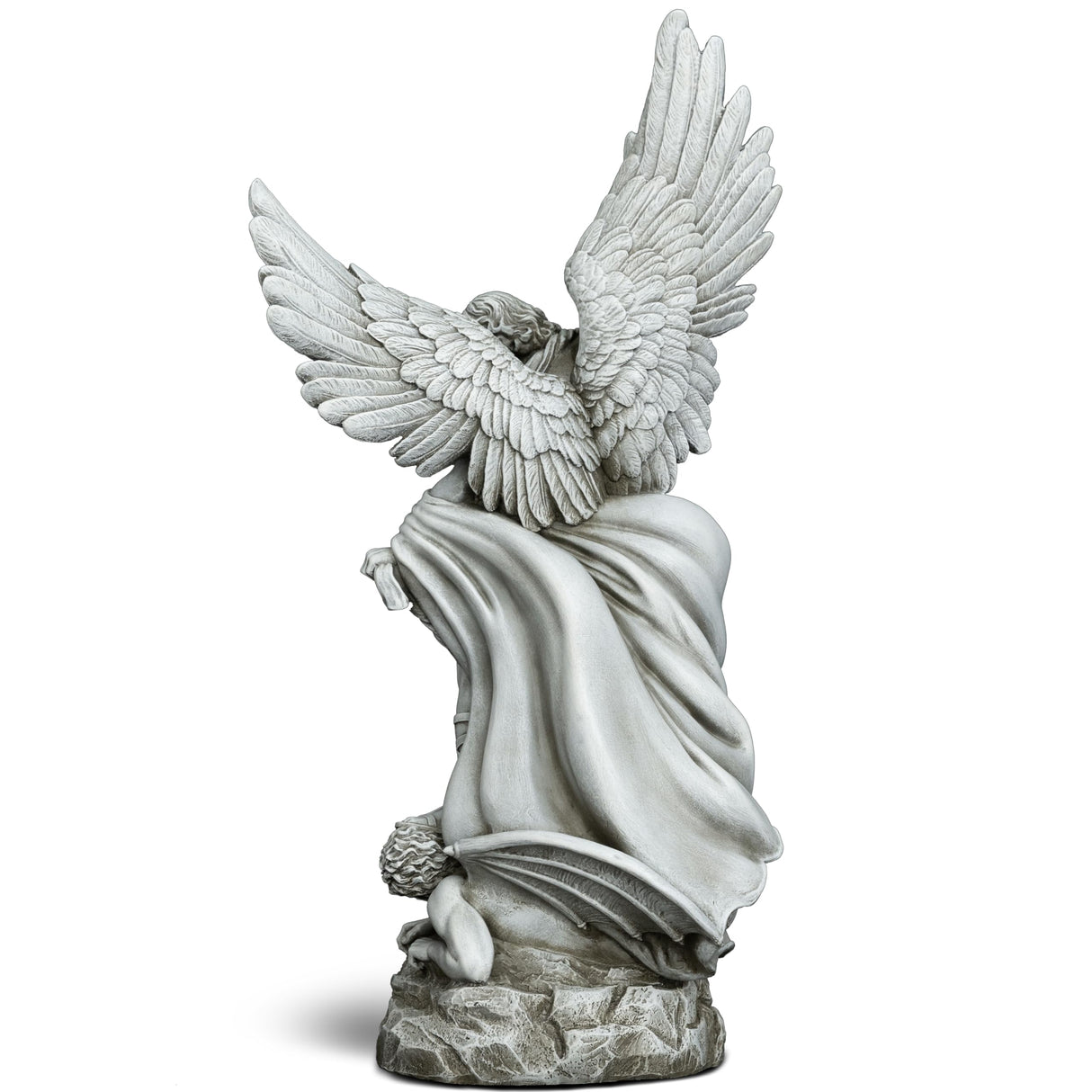 DevotedWalls 20.5" Large Saint Michael Statue Outdoor,Michael the Archangel Slaying Satan,Large Garden Religious Sculpture,San Miguel Arcangel Defender for Porch,Patio or Church Entryway