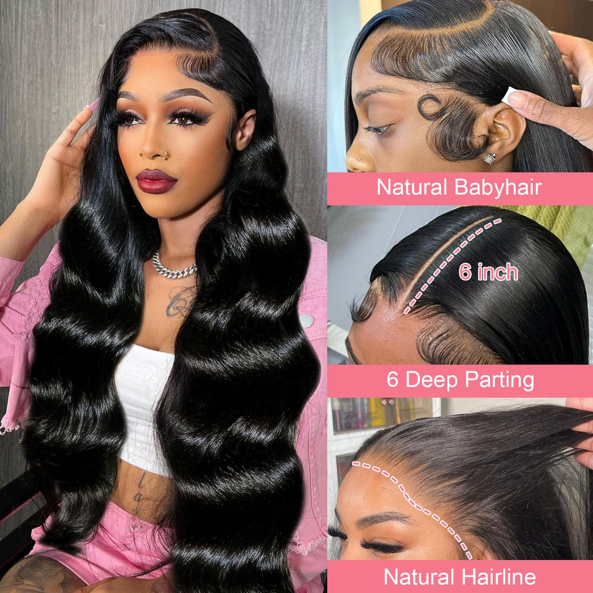 13X6 Body Wave Lace Front Wigs Human Hair 12A 250% Density 30 Inch Lace Frontal Wigs Human Hair Glueless HD Lace Front Wigs Human Hair pre Plucked with Baby Hair Natural Color