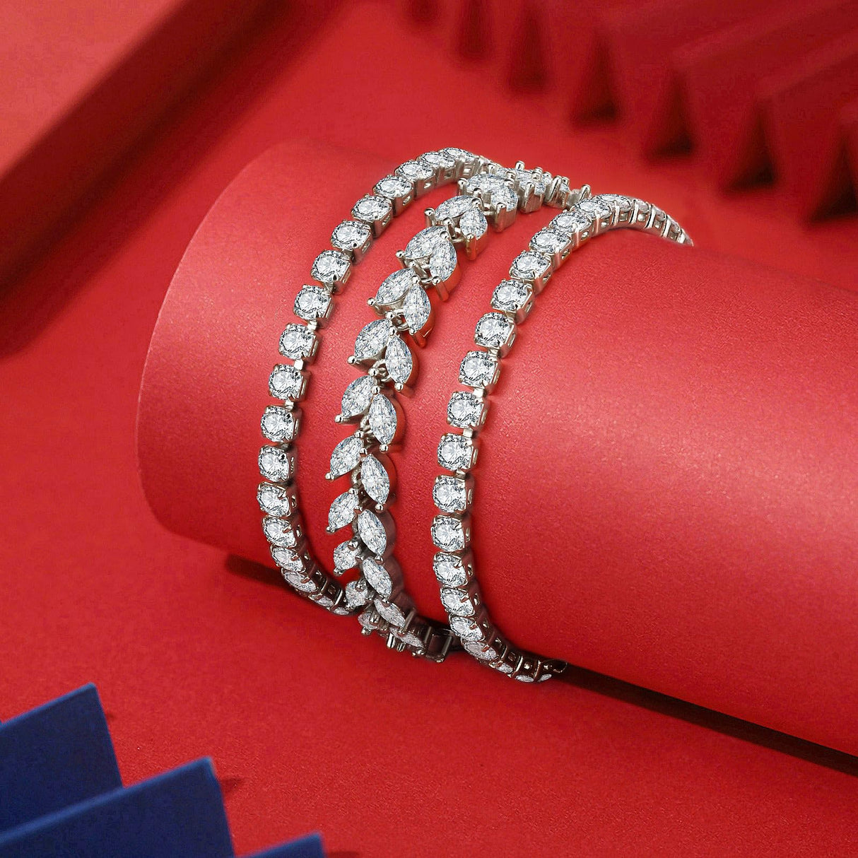 GEMOSA 3 Pcs Silver Tennis Bracelet Set for Women