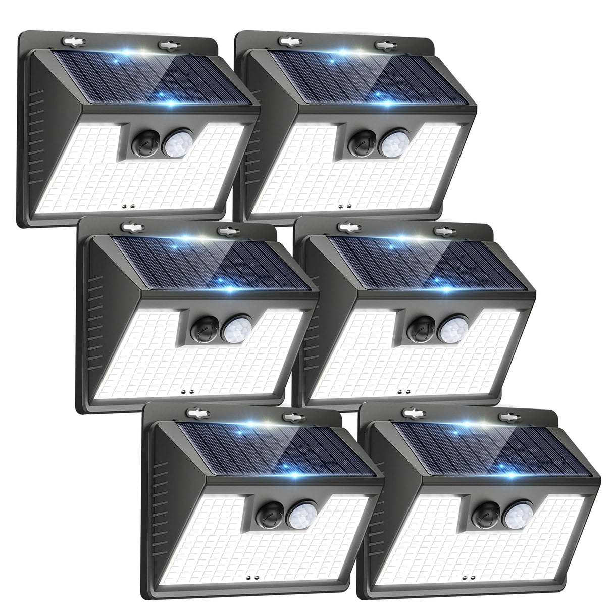 Peasur Solar Lights Outdoor Motion Sensor, 6 Pack 140 LED Solar Powered Fence Light Waterproof, 3 Modes Security Wall Lighting for Outside Yard Deck Garden