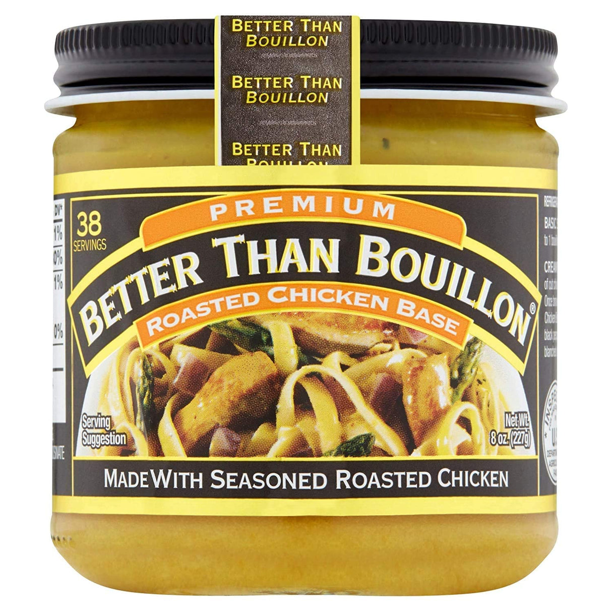 Better Than Bouillon Premium Roasted Chicken Base, Made with Seasoned Roasted Chicken, 38 Servings, Blendable Base for Added Flavor, 8-Ounce Jar (Pack of 2)