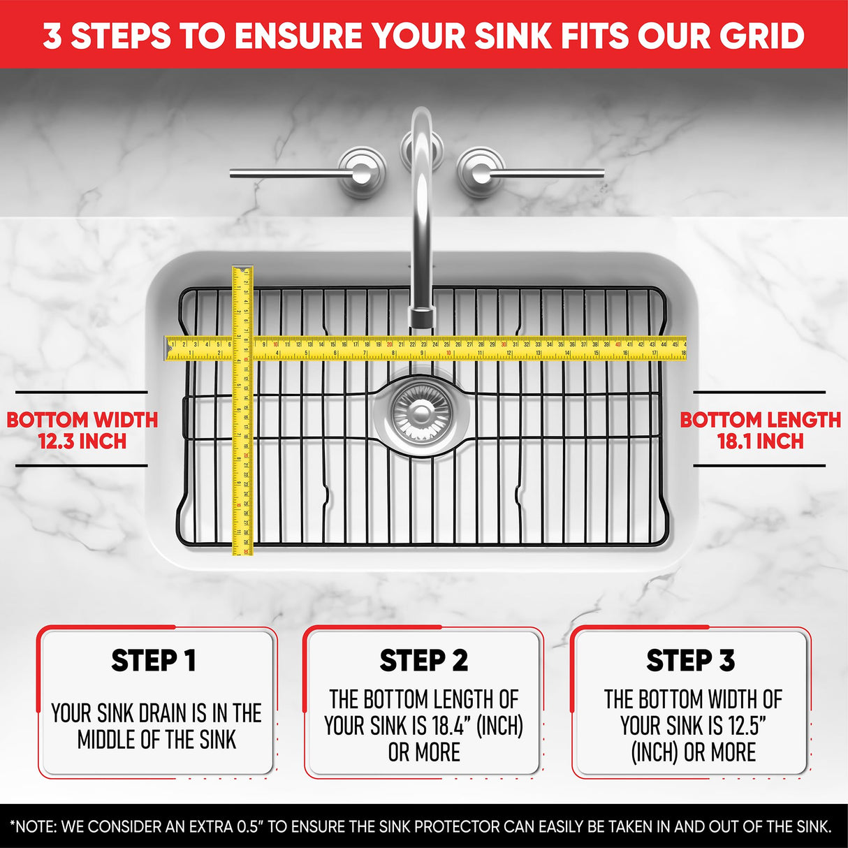 Better Houseware Sink Protectors for Kitchen Sink, Protective Metal Grid, 18.1x12.3x1 inches, White Kitchen Sink Mat to Shield Sink Base from Scratches, Rust-Resistant Coating, L