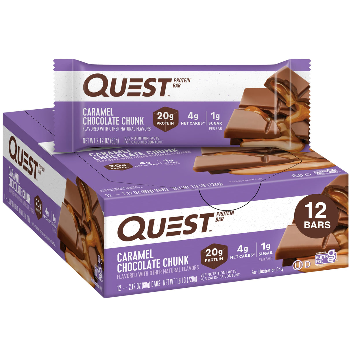 Quest Nutrition Caramel Chocolate Chunk Protein Bars, 12 Count