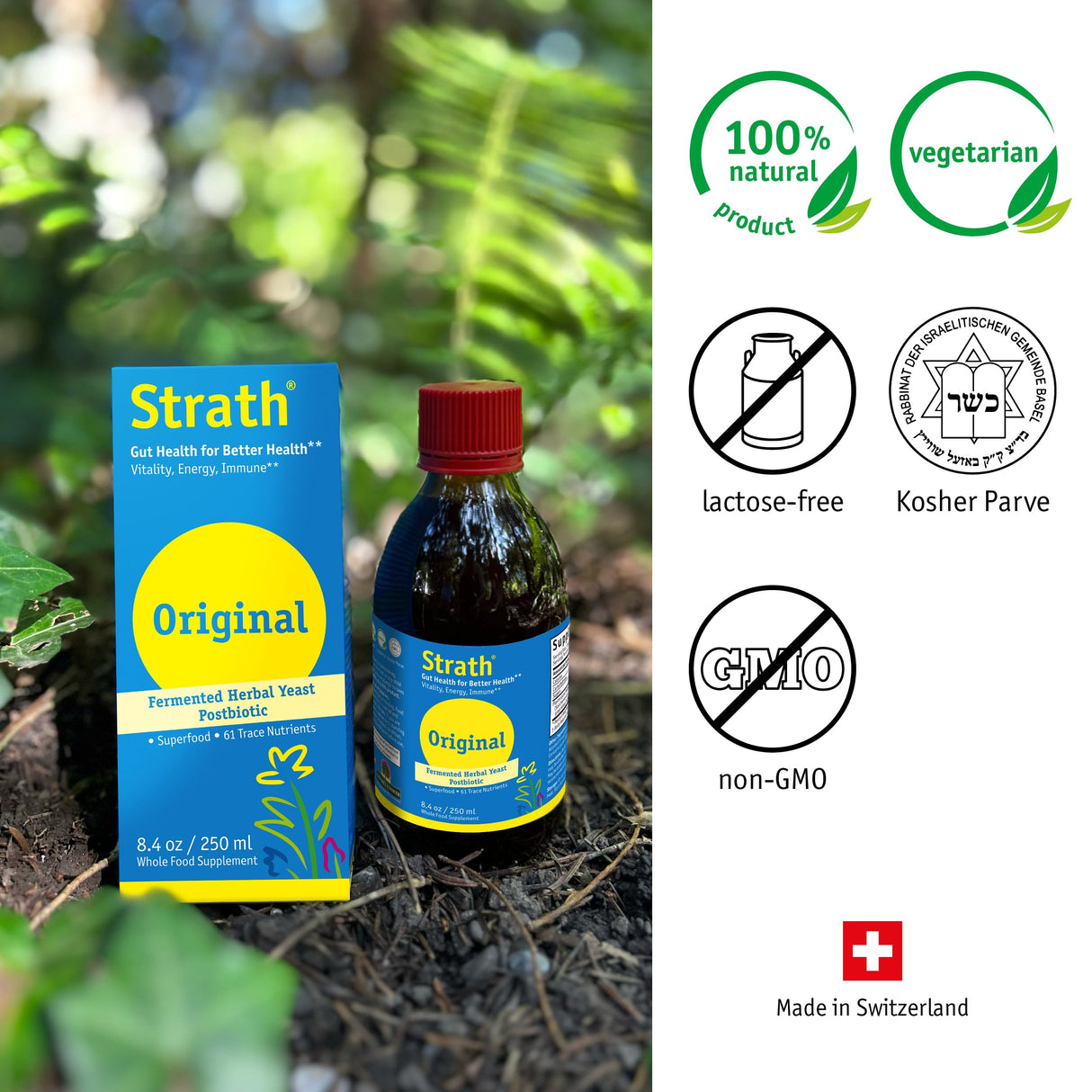 Strath Nutritional Yeast Liquid Syrup 8.4 Oz - Vegetarian, Lactose Free, Artificial Additive Free - Digestive Support, Nutrient Absorption - Unflavored Daily Supplement - Prebiotic and Postbiotic