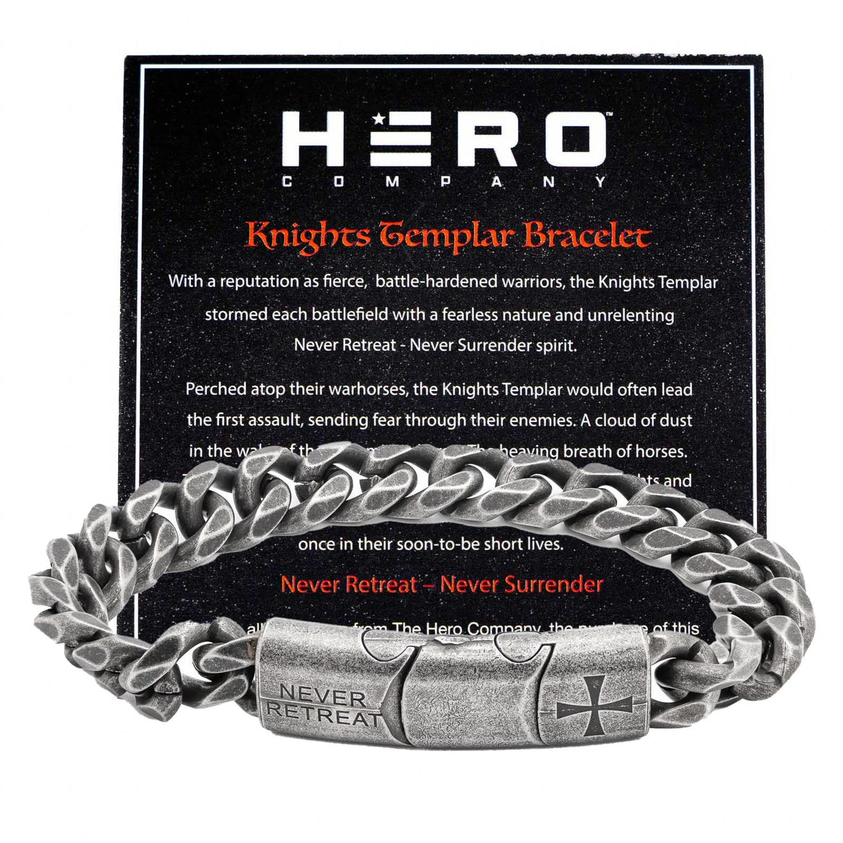 iHeartDogs Cuban Link Stainless Steel Bracelet for Men 'Knights Templar'