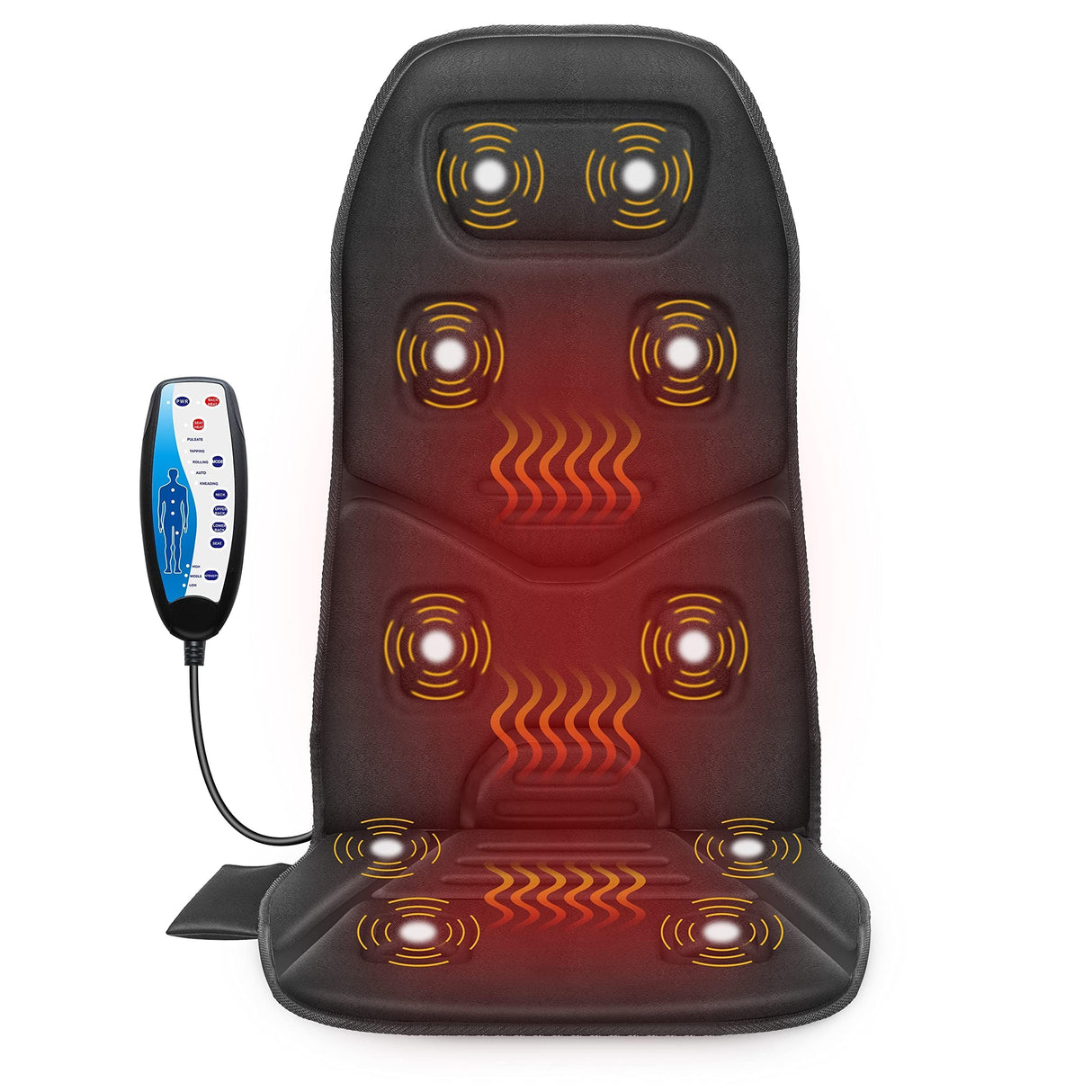 COMFIER Massage Seat Cushion Back Massager with Heat,10 Motors Vibration Chair Pad(Not Shiatsu,Rolling Massage,Chair Massager for Office/Home(Not for Car)