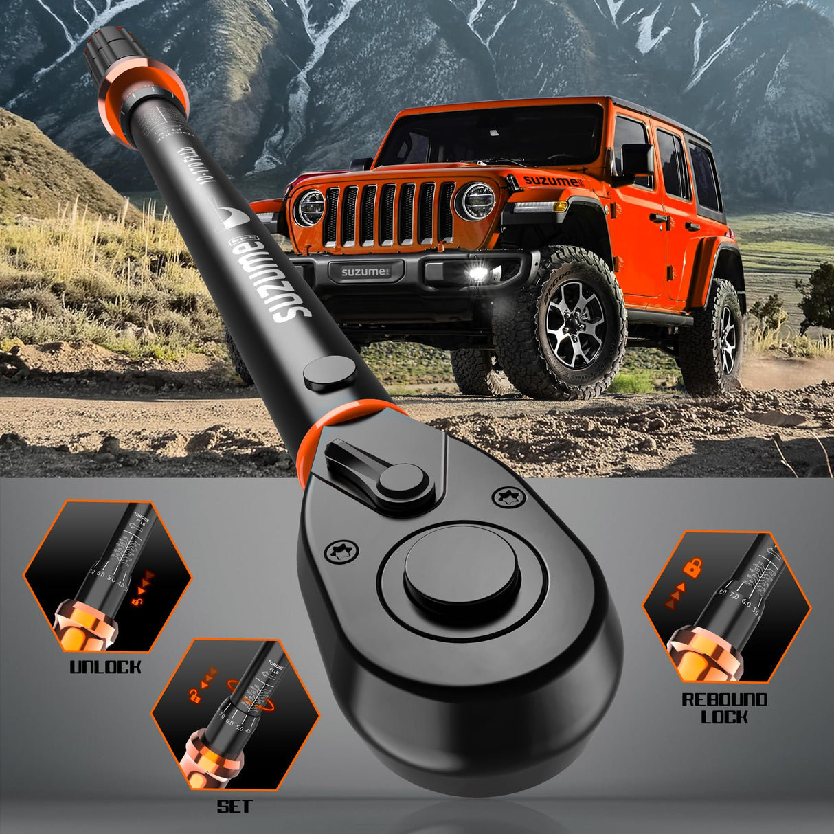 SUZUME 3PCS Torque Wrench Set 72 Teeth Dual-Direction Adjustable Torque Wrench Dual-Scales 1/4 & 3/8 & 1/2-Inch ±3% Accuracy Click Torque Wrenches for Bicycle, Motorcycle, Car,Maintenance