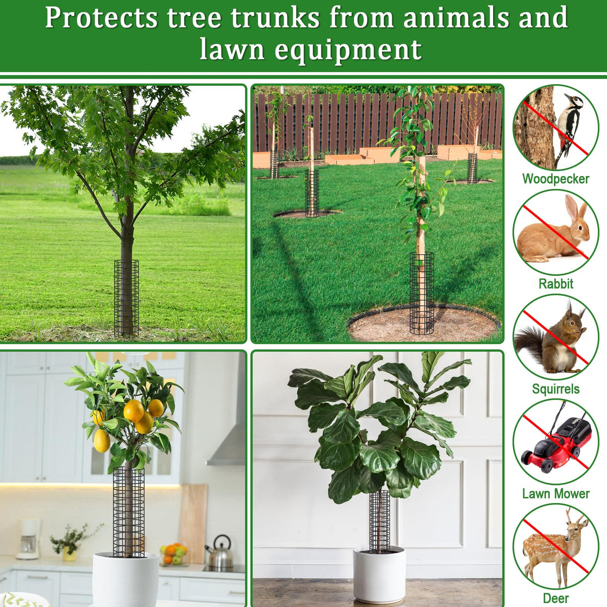 12p Tree Protectors from Deer,16.5 Inches High Pre-Curved Metal Mesh Tree Trunk Protector Stackable Vertically or Horizontally, Tree Tubes Wrap for Saplings and Fruit Garden
