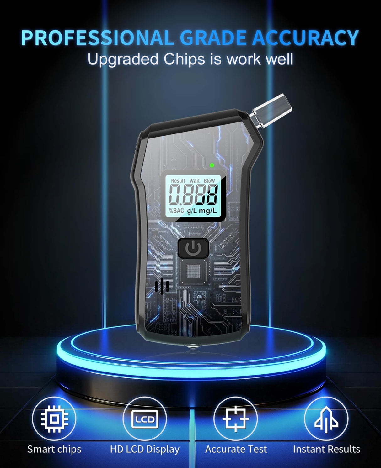 Breathalyzer, Professional Grade-Accuracy Breathalyzers for Alcohol, 2025 Upgraded Portable Breathalyzers with LCD Digital Display, Personal Alcohol Breath Alyzer Tester for Home Use 5 Mouthpieces