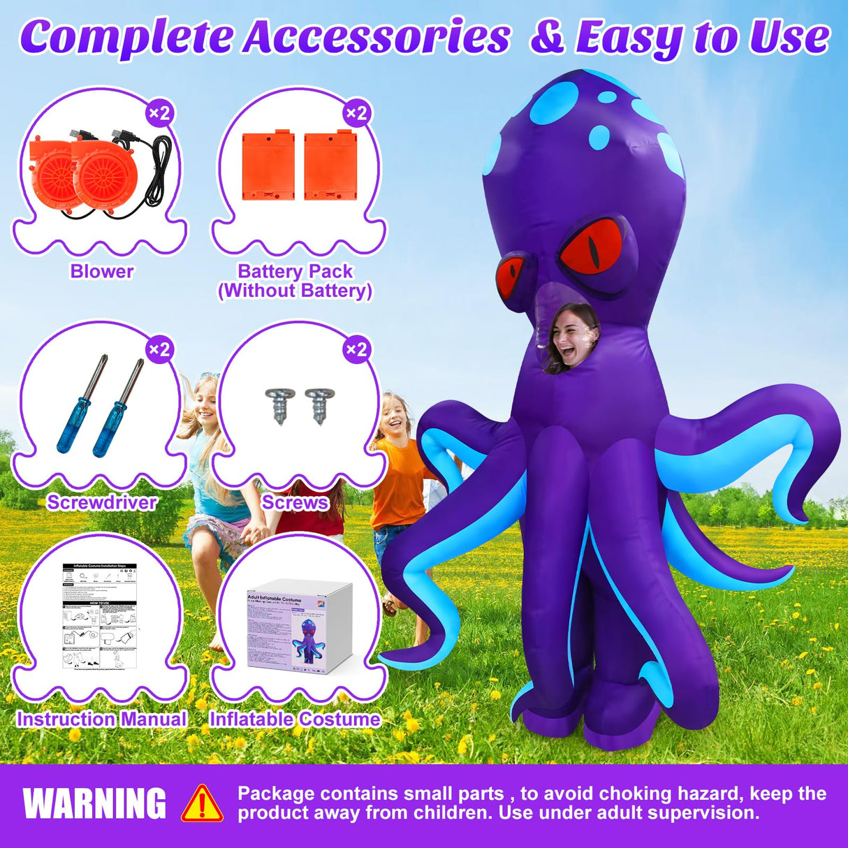 Danxilu Inflatable Costume Adult Full Body Blow Up Octopus Costume Animal Cosplay Men Women Funny Inflatable Halloween Costume Theme Party Christmas Birthday Holiday