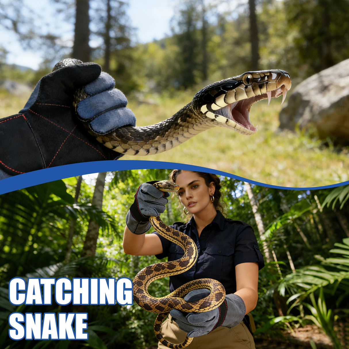 IC ICLOVER Animal Handling Gloves Bite Proof, Small Size for Women, Double Leather Reinforced Padding Palm Protection for Grabbing Snake Reptile Bird Falcon Dog Training Cat Scratch Gloves - 14inch