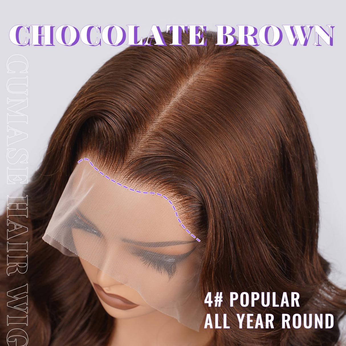 CUMASE 13x6 Chocolate Brown Lace Front Wig 250 Density HD Lace Front Wigs Human Hair Body Wave Lace Frontal Wig Pre Plucked Natural Hairline 4# Brown Wig Human Hair for Women 26 Inch