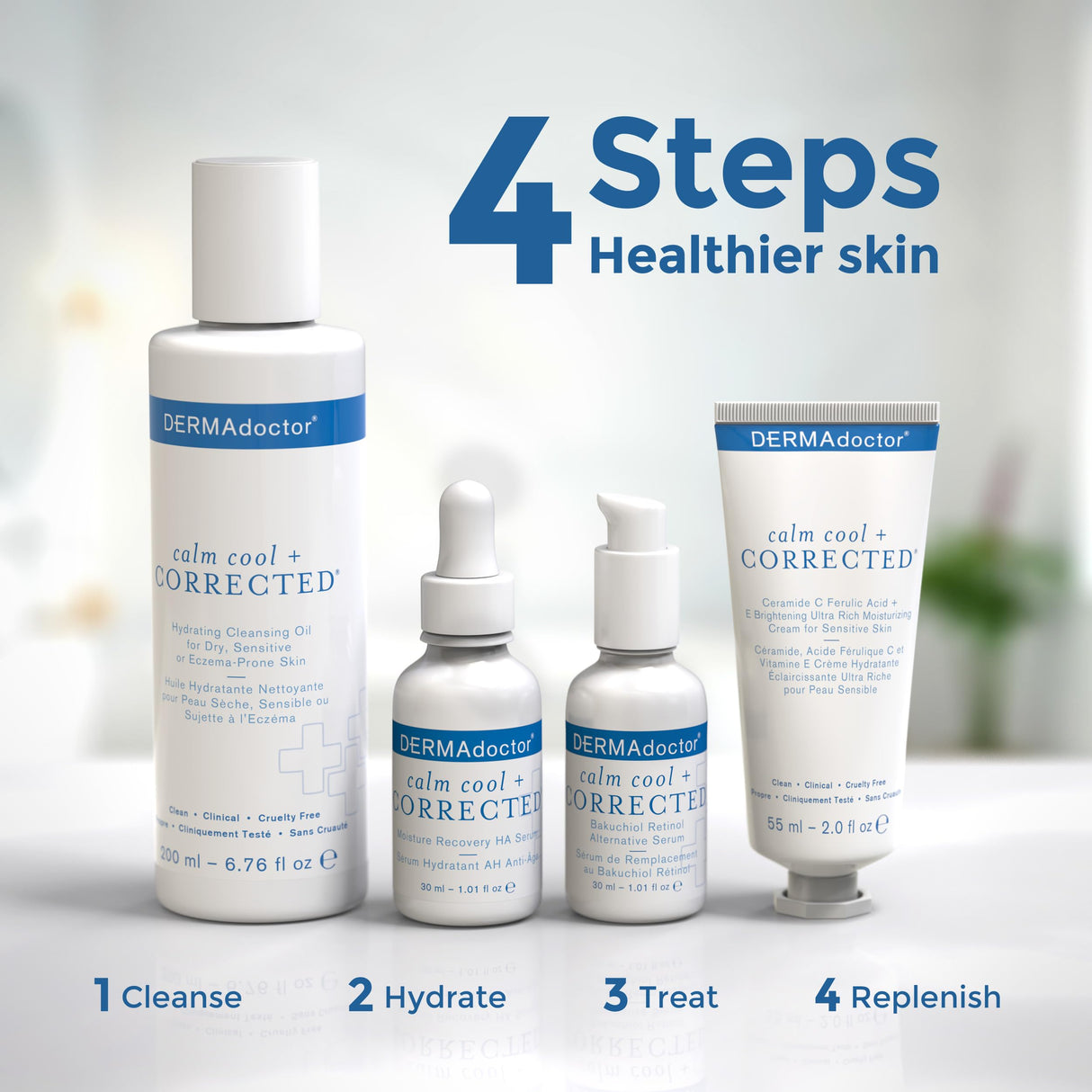 DERMAdoctor Calm Cool + Corrected Dermatologist Formulated Bakuchiol Retinol Alternative Serum for Sensitive Skin; Anti Aging Serum for Fine Lines, Wrinkles, Brightening and Pore Minimizing - 1.01 oz