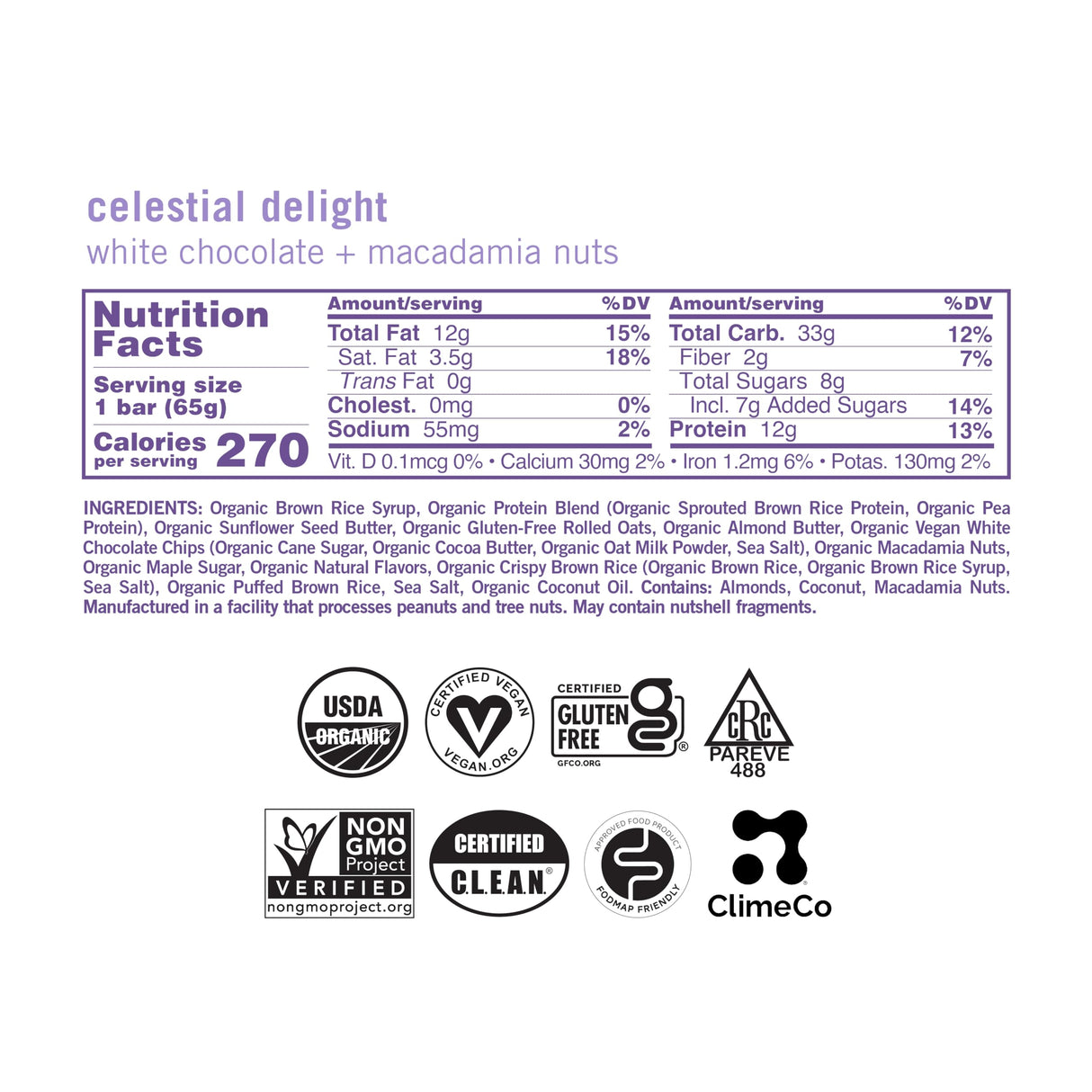 GoMacro MacroBar Organic Vegan Protein Bars - White Chocolate + Macadamia Nuts (2.3 Ounce Bars, 12 Count)