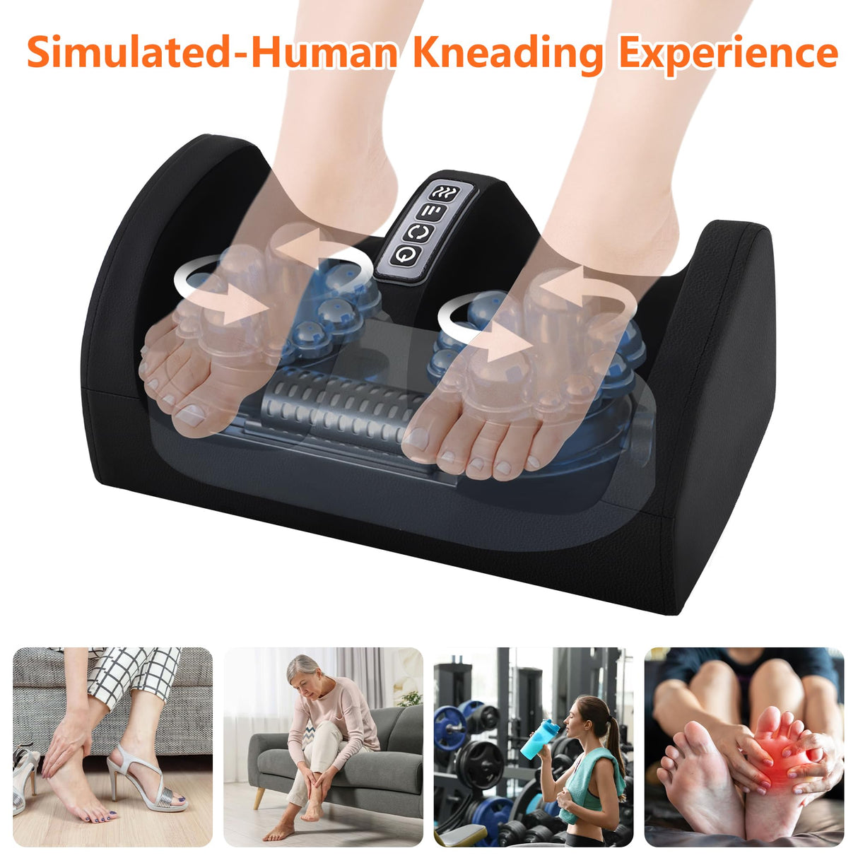 CCHYF Foot and Calf Massager Machine with Heat,Shiatsu Foot Massagers with Massage Roller,Deep Tissue Massager for Plantar Fasciitis,Circulation and Pain Relief,Best Gifts for Mom & Dad(Black)