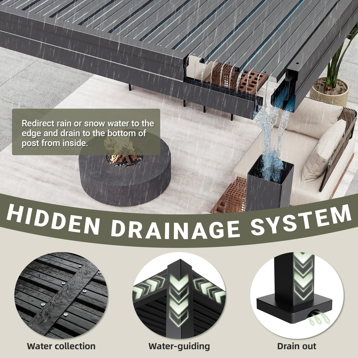 AirWire 10x12 FT Louvered Pergola Dark Gray