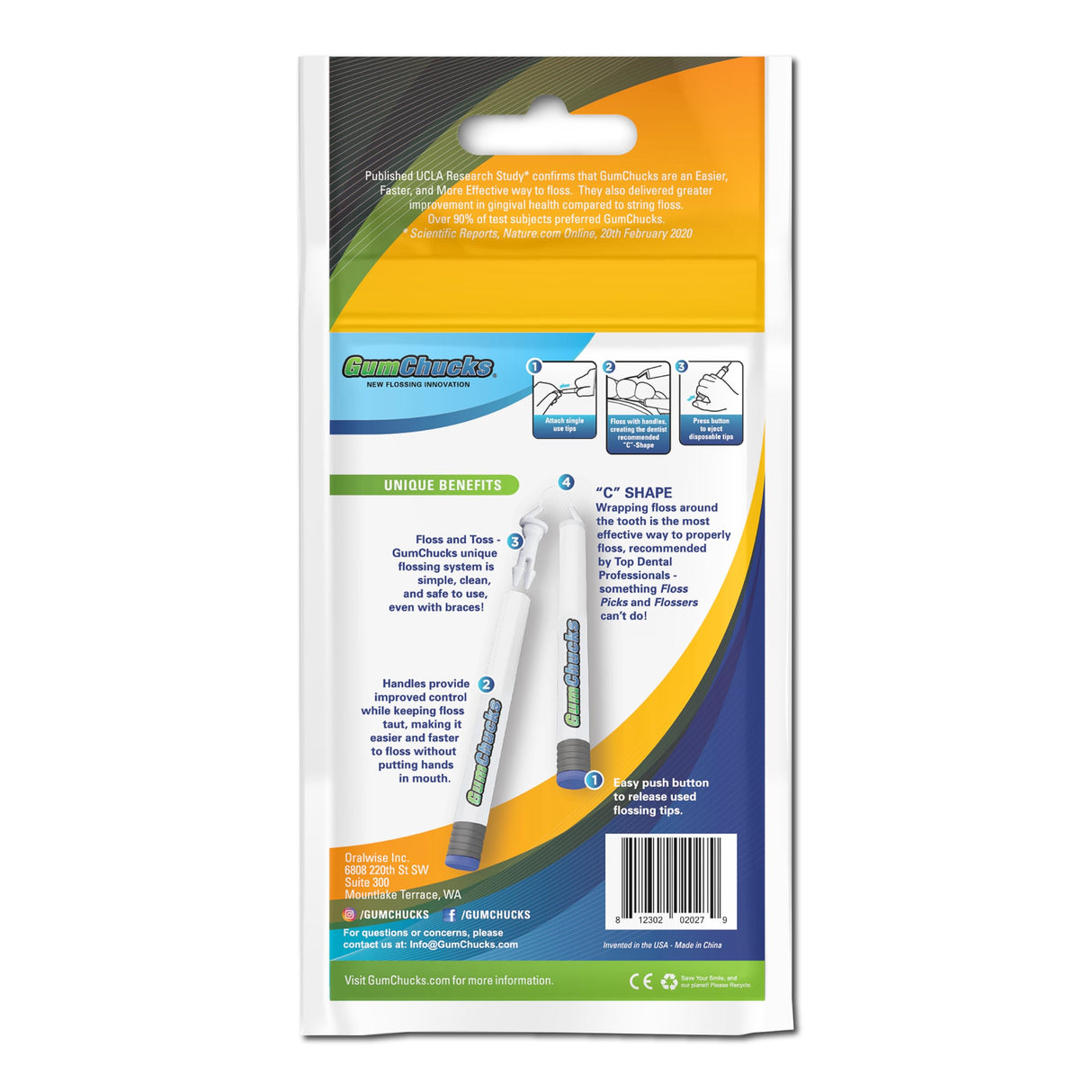 GumChucks Orthodontic Flossers Dental Floss - Floss for Braces - Brace Floss Picks - Gum Flossing Picks - Ortho Dental Flossers (30 Flossing Tips)