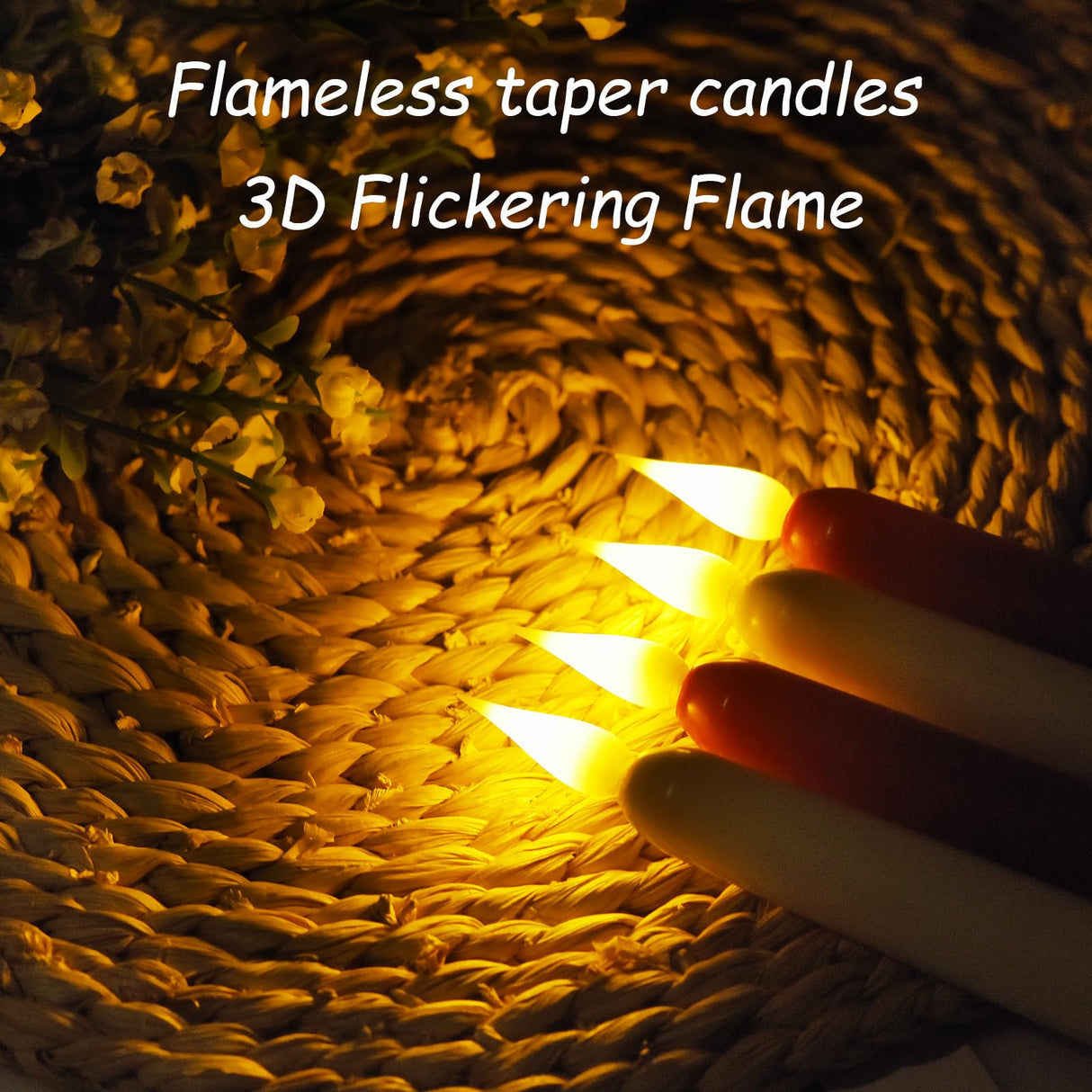Flameless Taper Candles with Remote Control and Timer, Battery Operated LED Candlesticks with Flickering 3D Flame, 9.6 Inches Plastic Fake Candles for Christmas, Wedding and Home Decor (Ivory, 15)