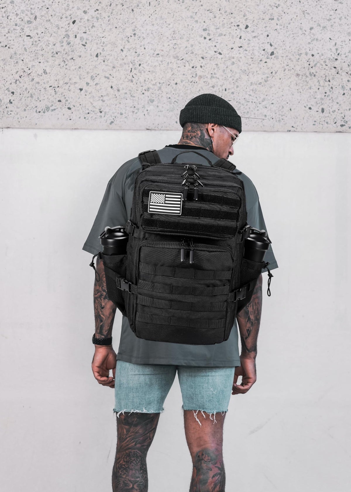LHI Military Tactical Backpack for Men and Women 45L Army 3 Days Assault Pack Bag Large Rucksack with Molle System Black