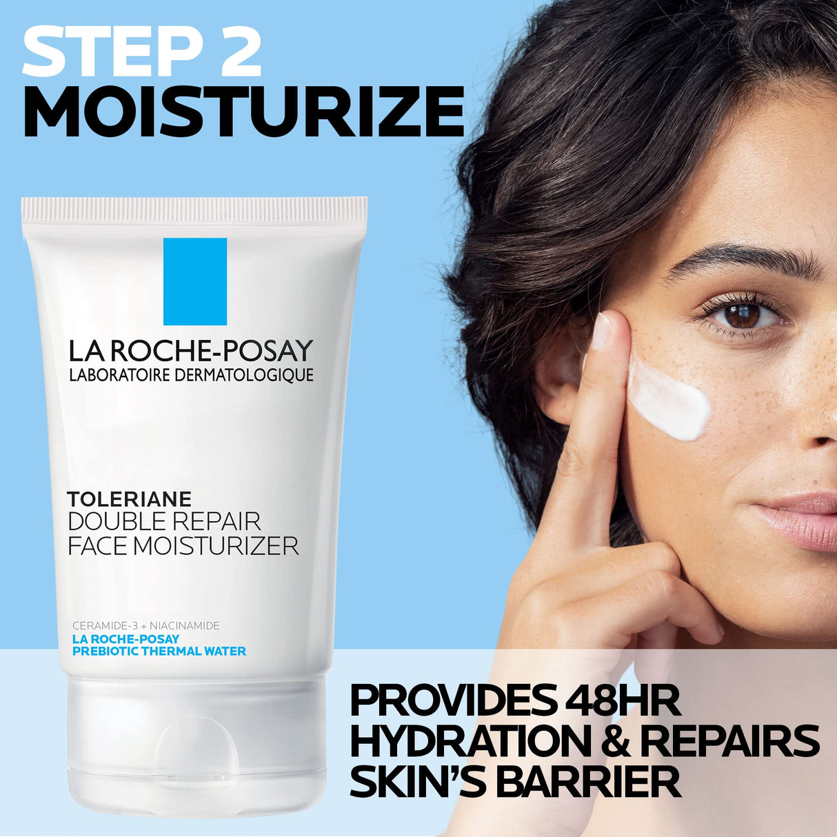 La Roche Posay Toleraine Skin Care Set, Double Repair Face Moisturizer 100ml & Hydrating Gentle Cleanser 50ml, Oil Free Moisturizer & Face Wash