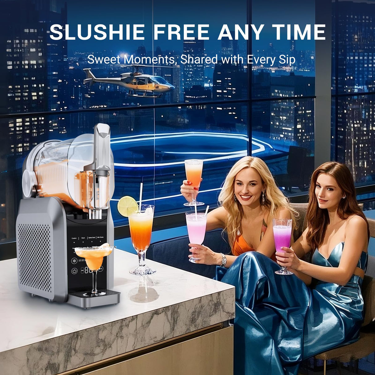 IceSwirls Slushie Machine,No Ice Needed,8 Preset Programs,Professional Frozen Drink Maker for Slush,88 oz Slushy Machine for Home with Auto-Clean,Milk Shakes,Frappe,Margarita