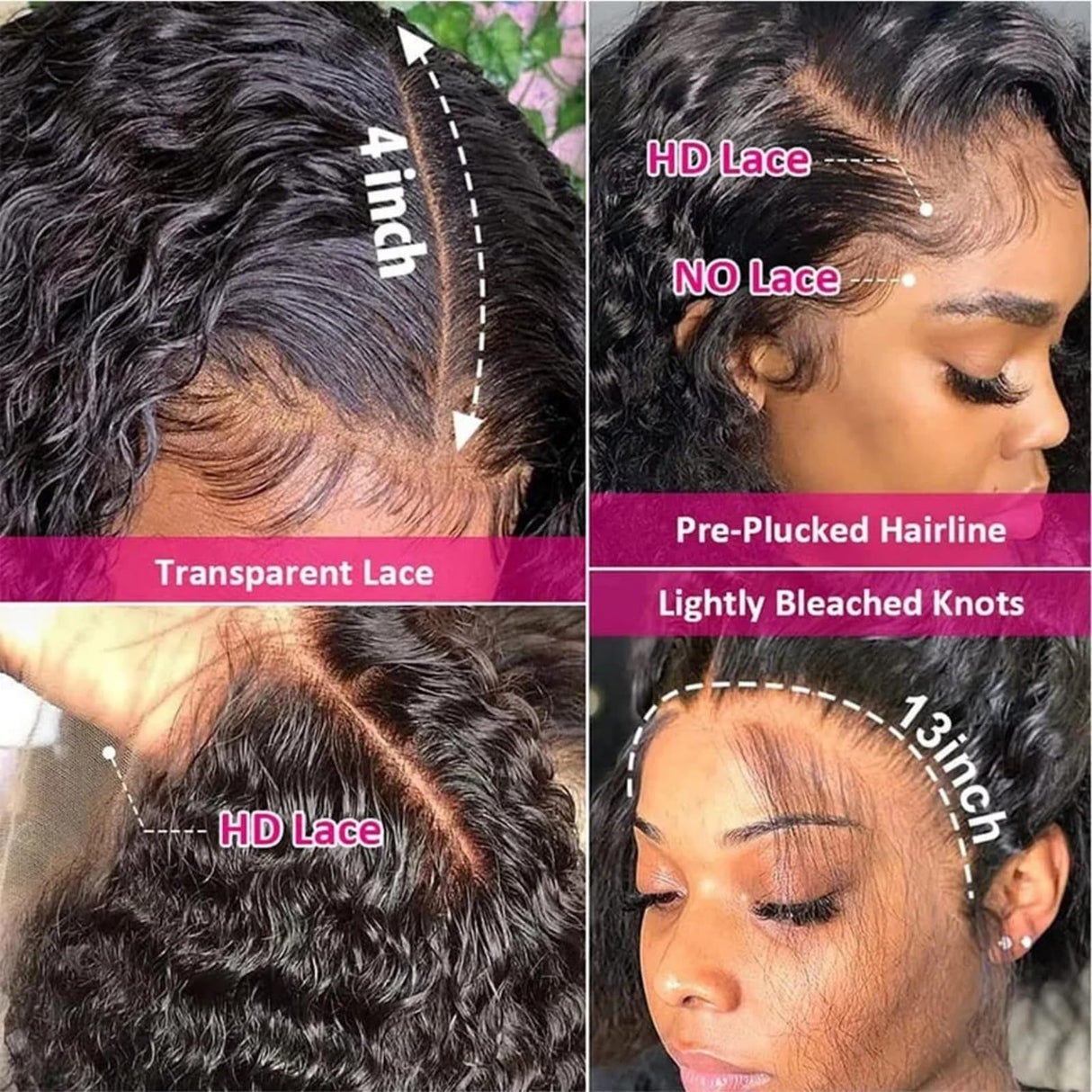 Deep Wave Lace Front Wigs Human Hair 200% Density 20 Inches HD Deep Wave Wig Human Hair Lace Front Wigs Deep Curly Human Hair Wig For Women 13x4 Deep Wave Frontal Wig Pre Plucked With Baby Hair