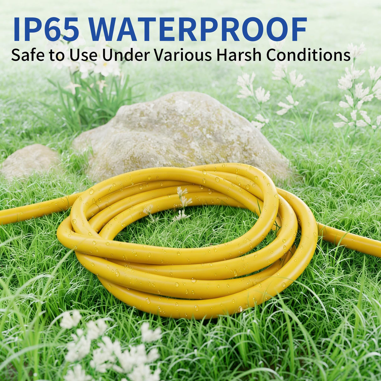 Cismorvex 50ft Outdoor/Indoor Extension Cord with Lighted 10/3 Gauge Ultra 3 Prong Heavy Duty SJTW, Waterproof, Flexible Cold-Resistant,15A 125V 1875W, Yellow