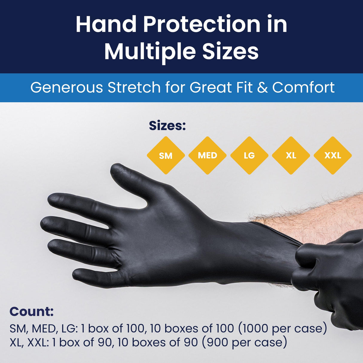 Adenna Dark Light Bulk Disposable Nitrile Gloves – 9 Mil, Heavy Duty Work Rubber Glove with Textured Grip, Non-Latex & Powder Free, Case of 900, Extra Large, Black
