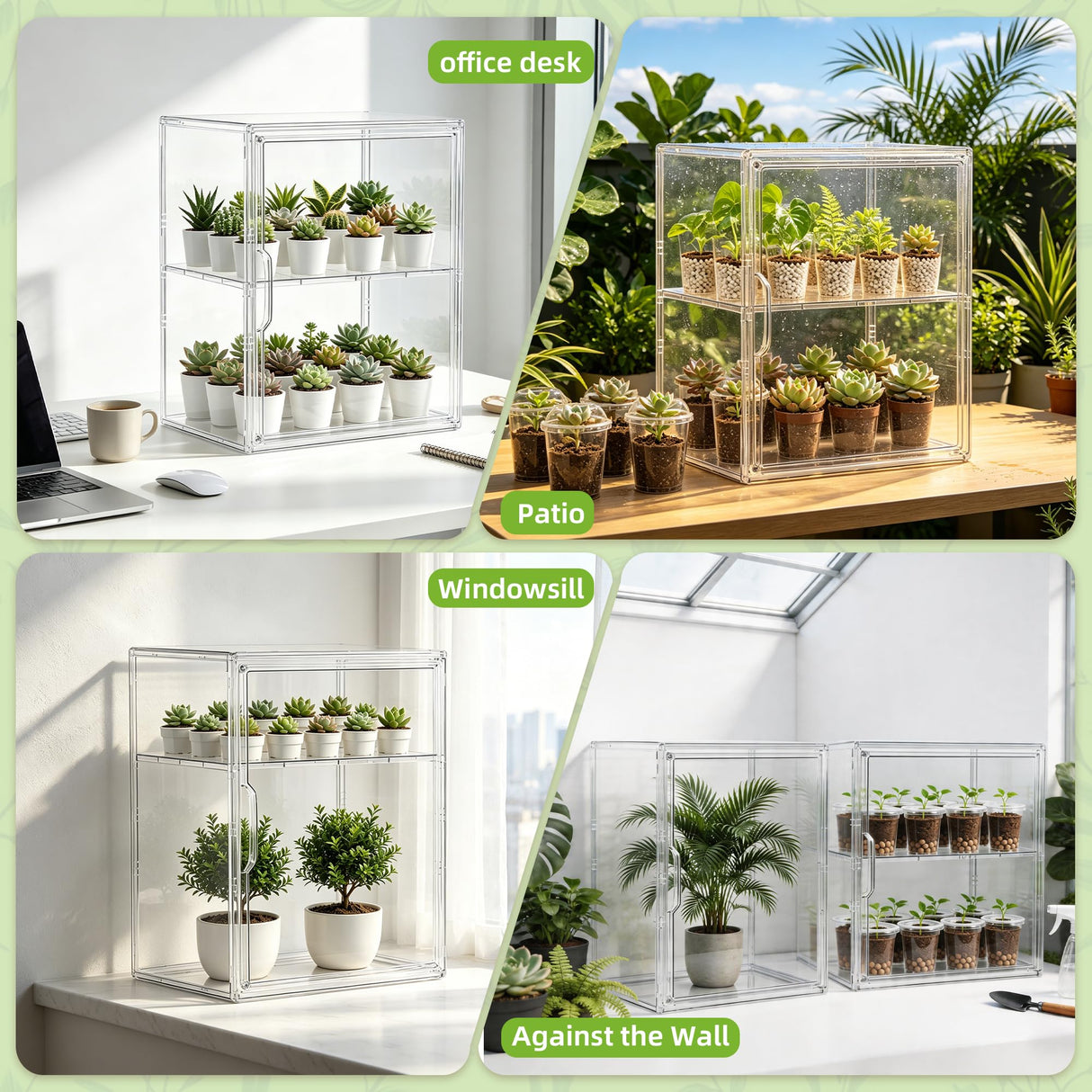 PEEKUP Mini Greenhouse Indoor with Magnetic Door, L-2tier-1pcs